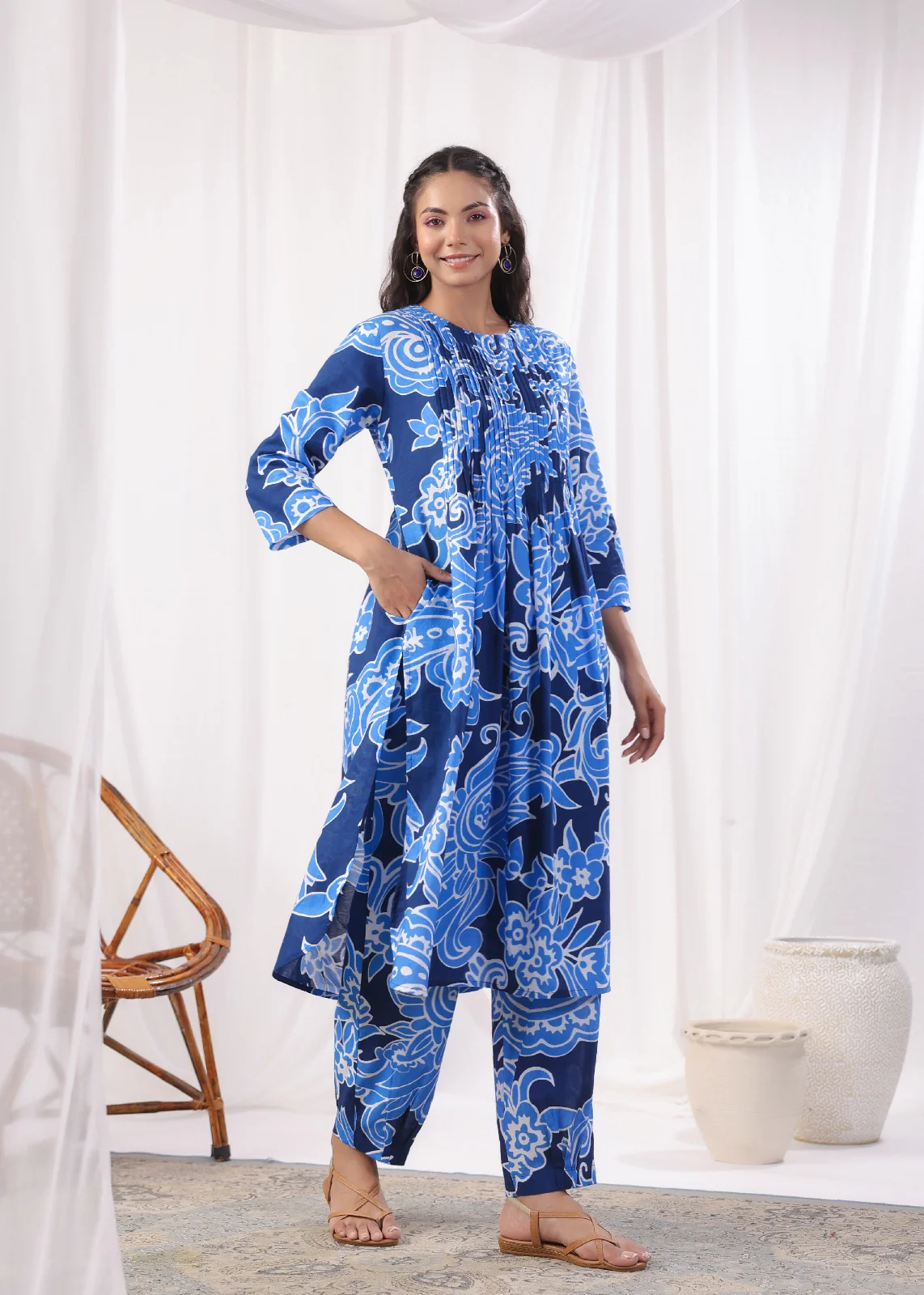 Harshini Sapphire Printed Cotton Co-ord Set - Image 15