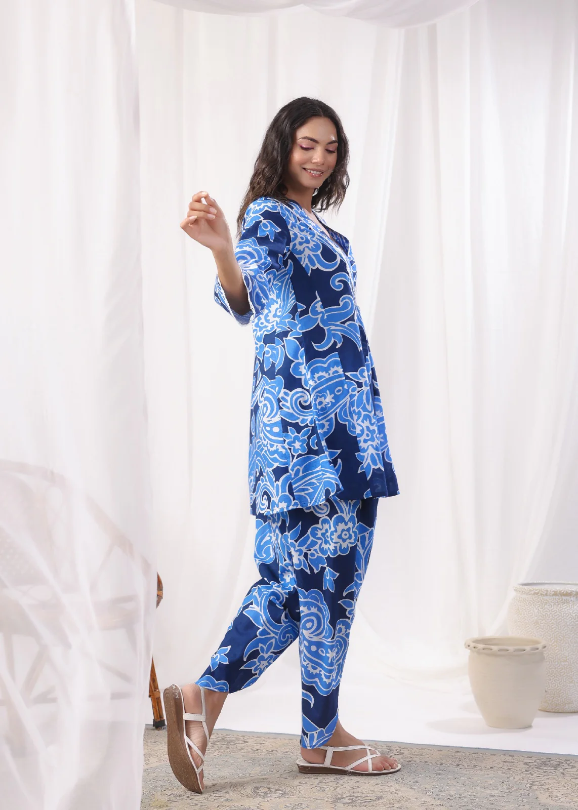 Harshini Sapphire Printed Cotton Co-ord Set - Image 16