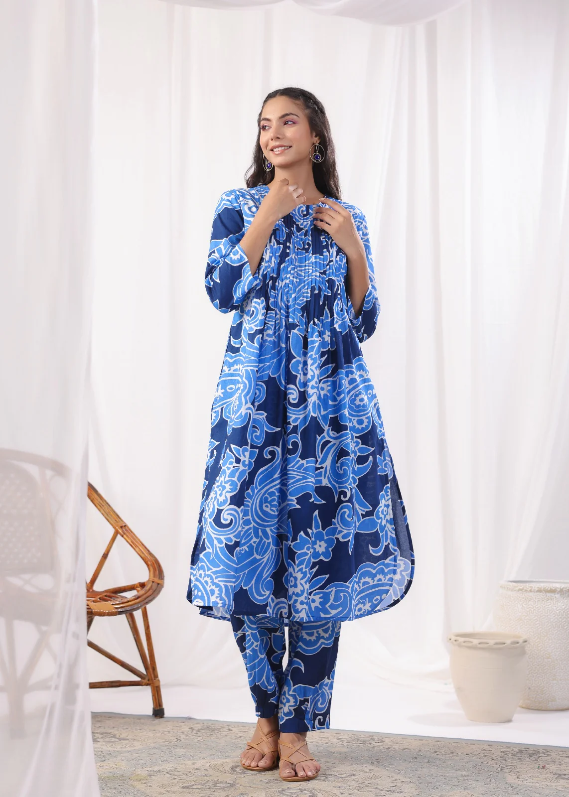 Harshini Sapphire Printed Cotton Co-ord Set - Image 17