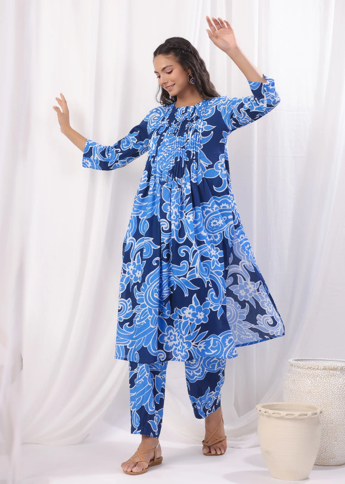 Harshini Sapphire Printed Cotton Co-ord Set - Image 22