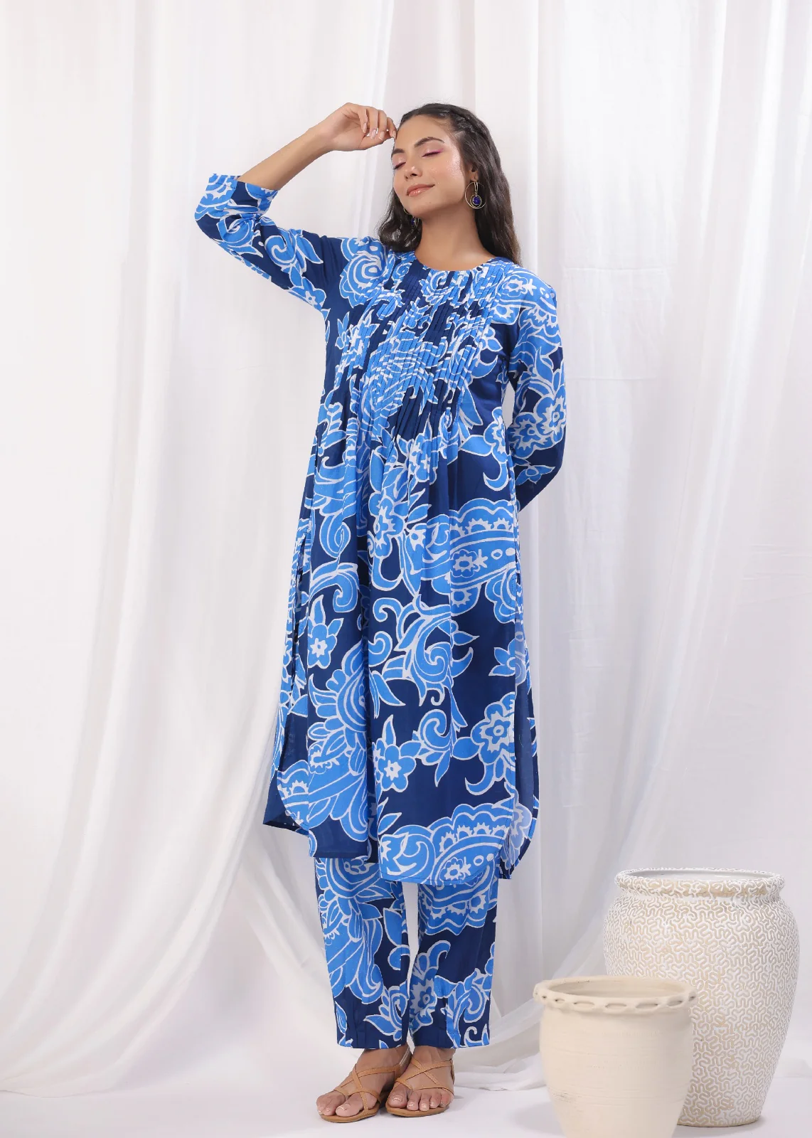 Harshini Sapphire Printed Cotton Co-ord Set - Image 23
