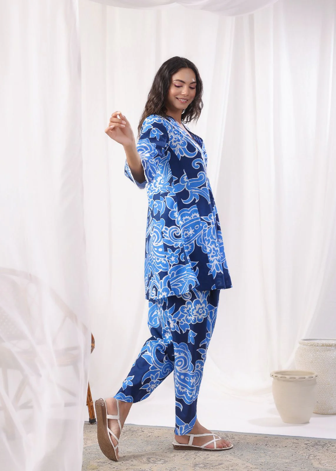 Harshini Sapphire Printed Cotton Co-ord Set - Image 3