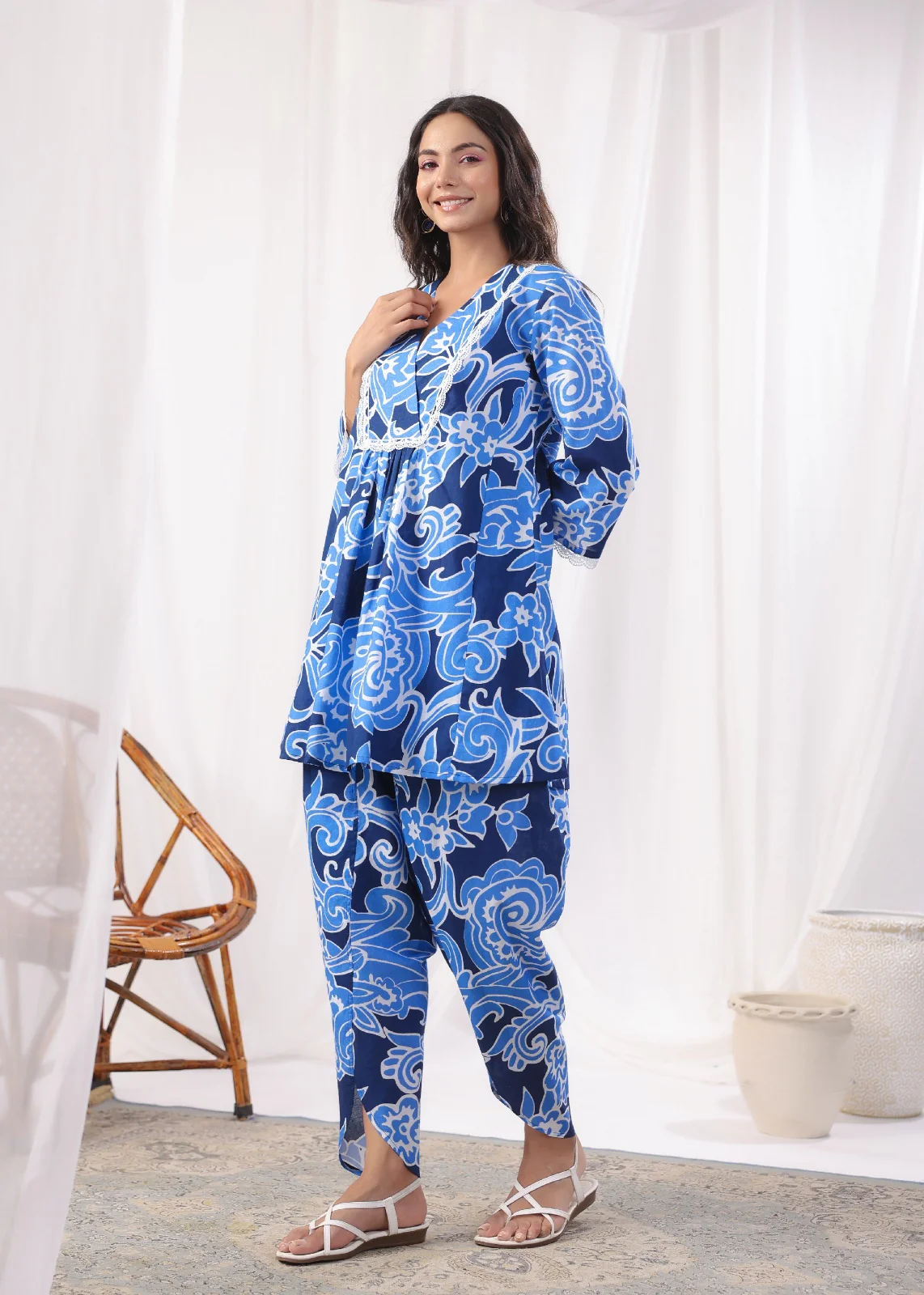 Harshini Sapphire Printed Cotton Co-ord Set - Image 6