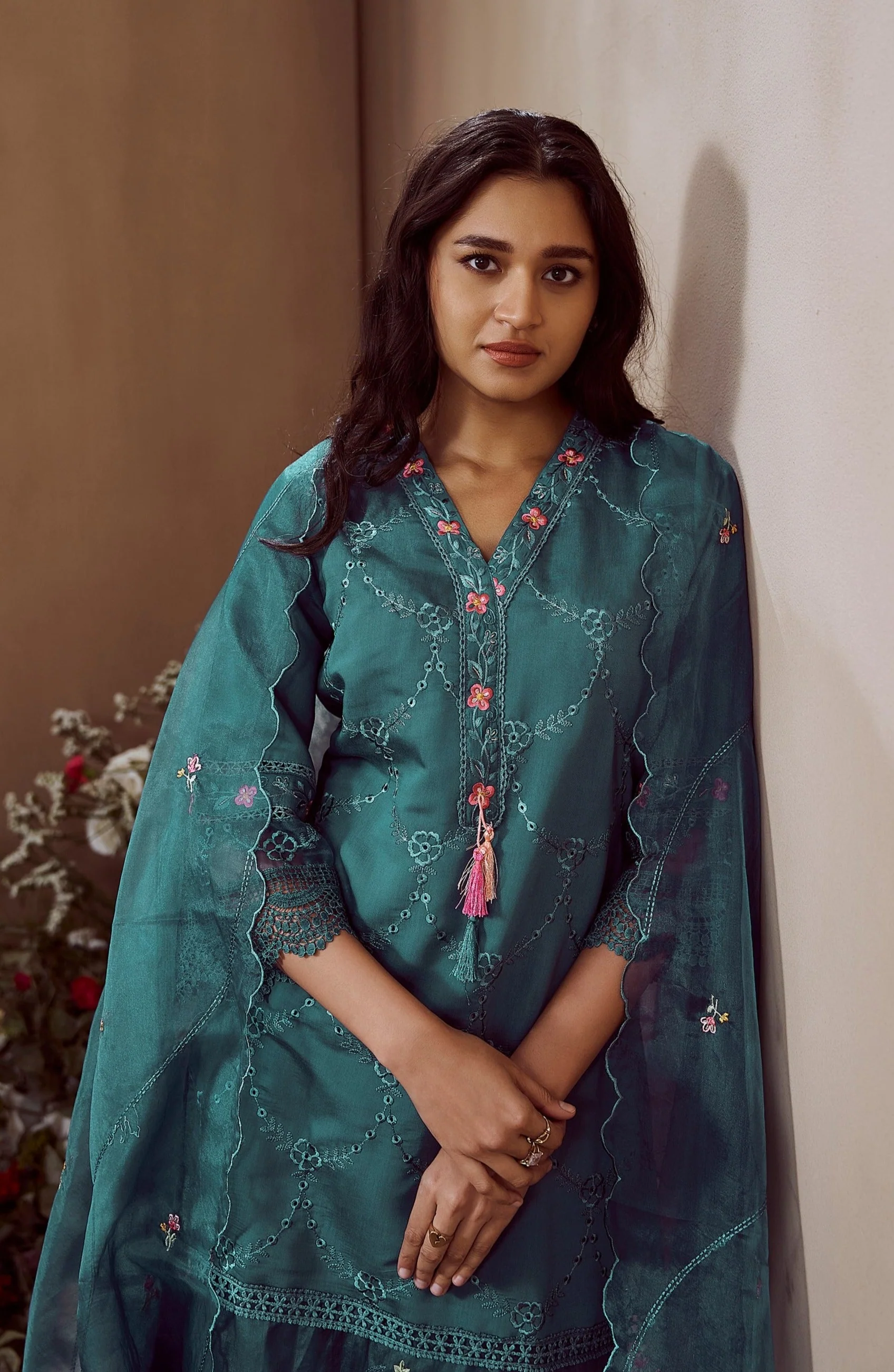 MUDRA PEACOCK EMBROIDERED SUIT SET - Image 2