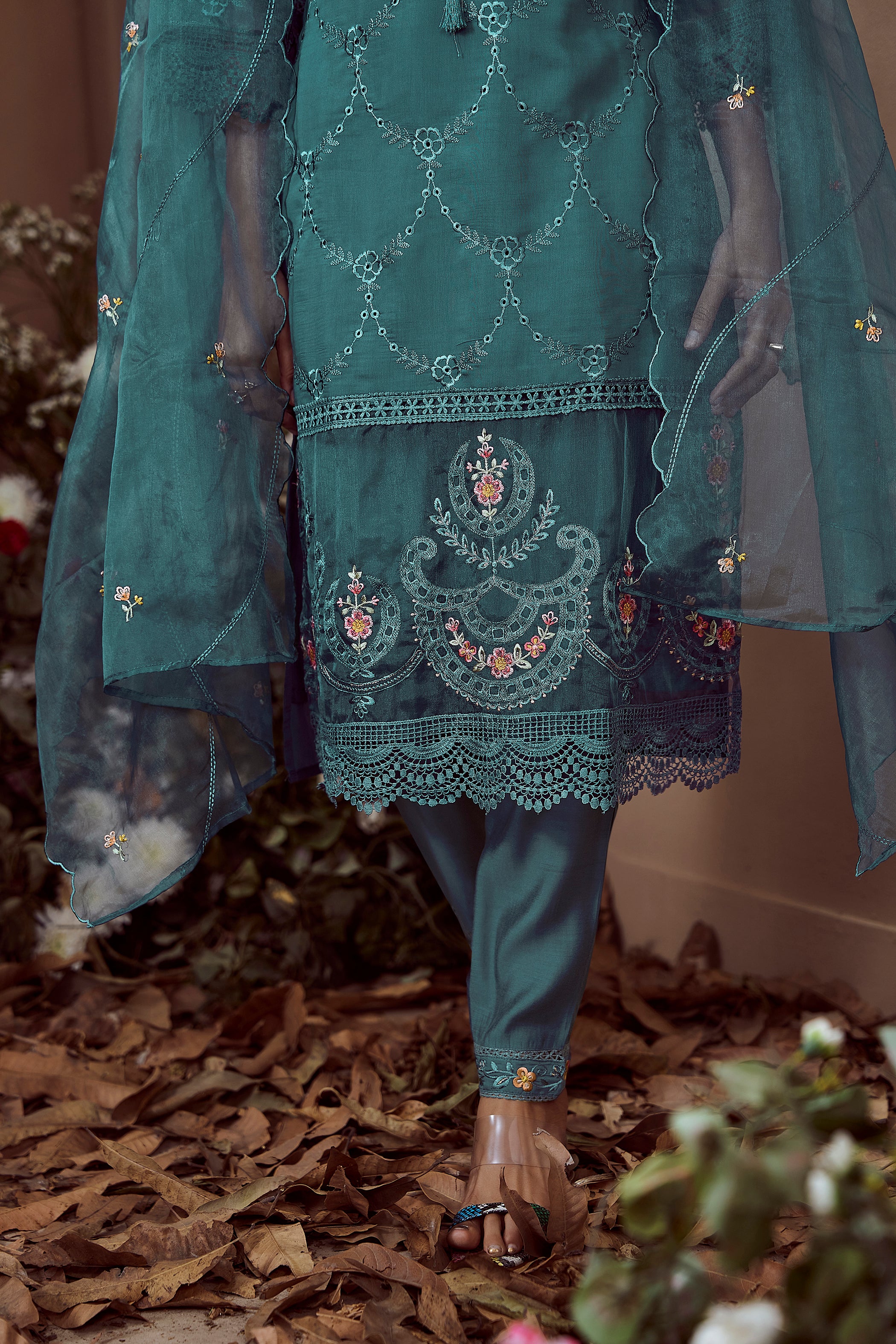 MUDRA PEACOCK EMBROIDERED SUIT SET - Image 3