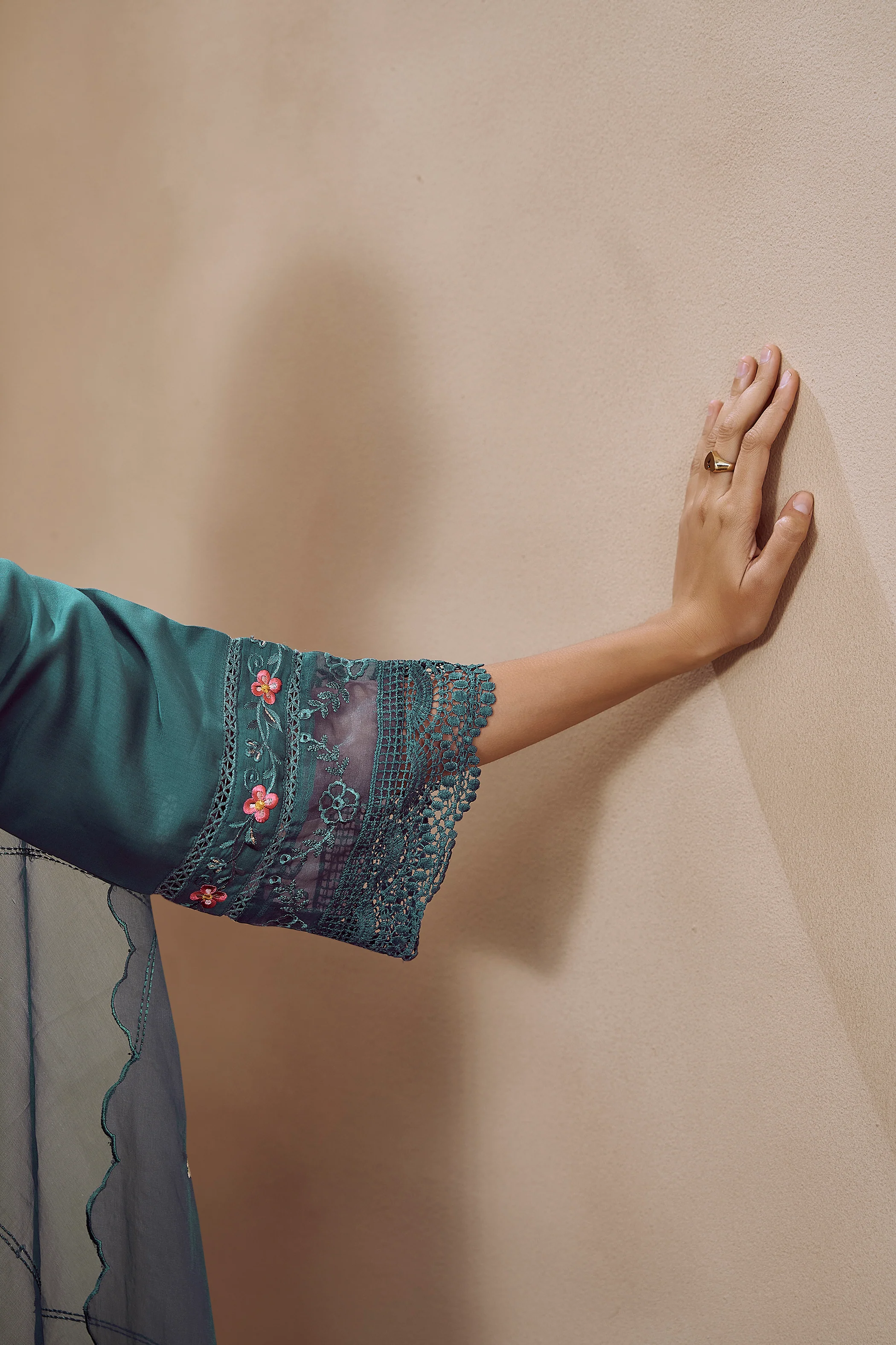 MUDRA PEACOCK EMBROIDERED SUIT SET - Image 4