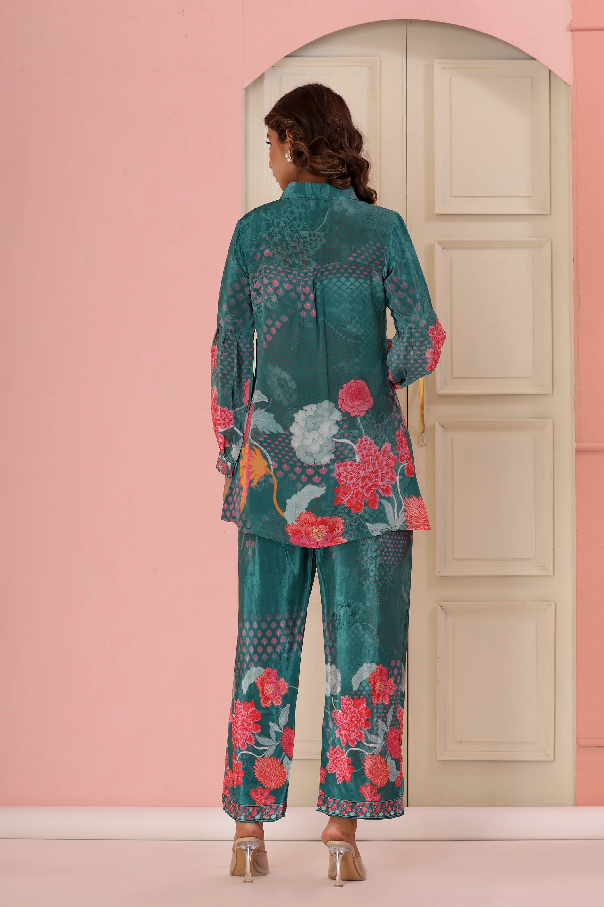 Dhwani Emerald Digital Print Pure Crepe Premium Co-ord Set - Image 3