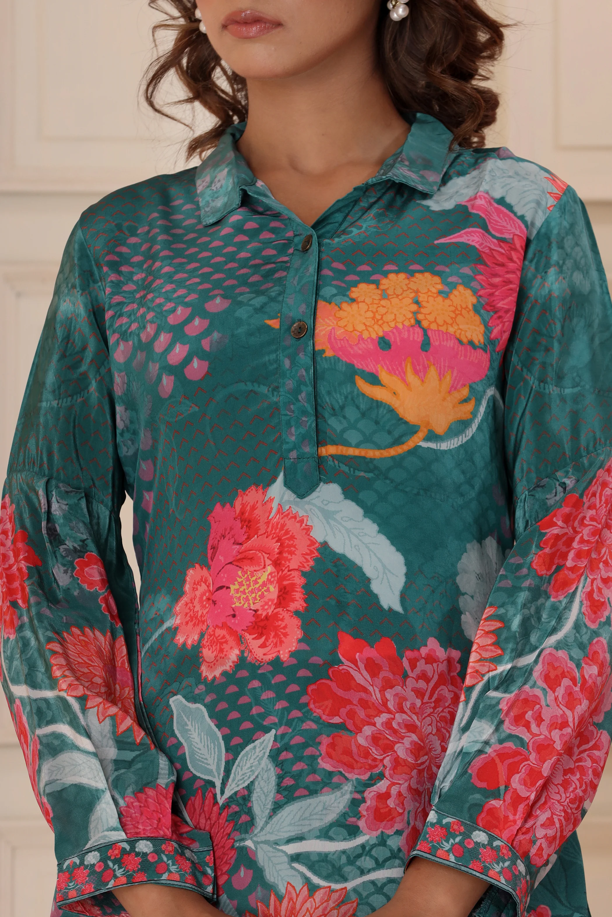 Dhwani Emerald Digital Print Pure Crepe Premium Co-ord Set - Image 4