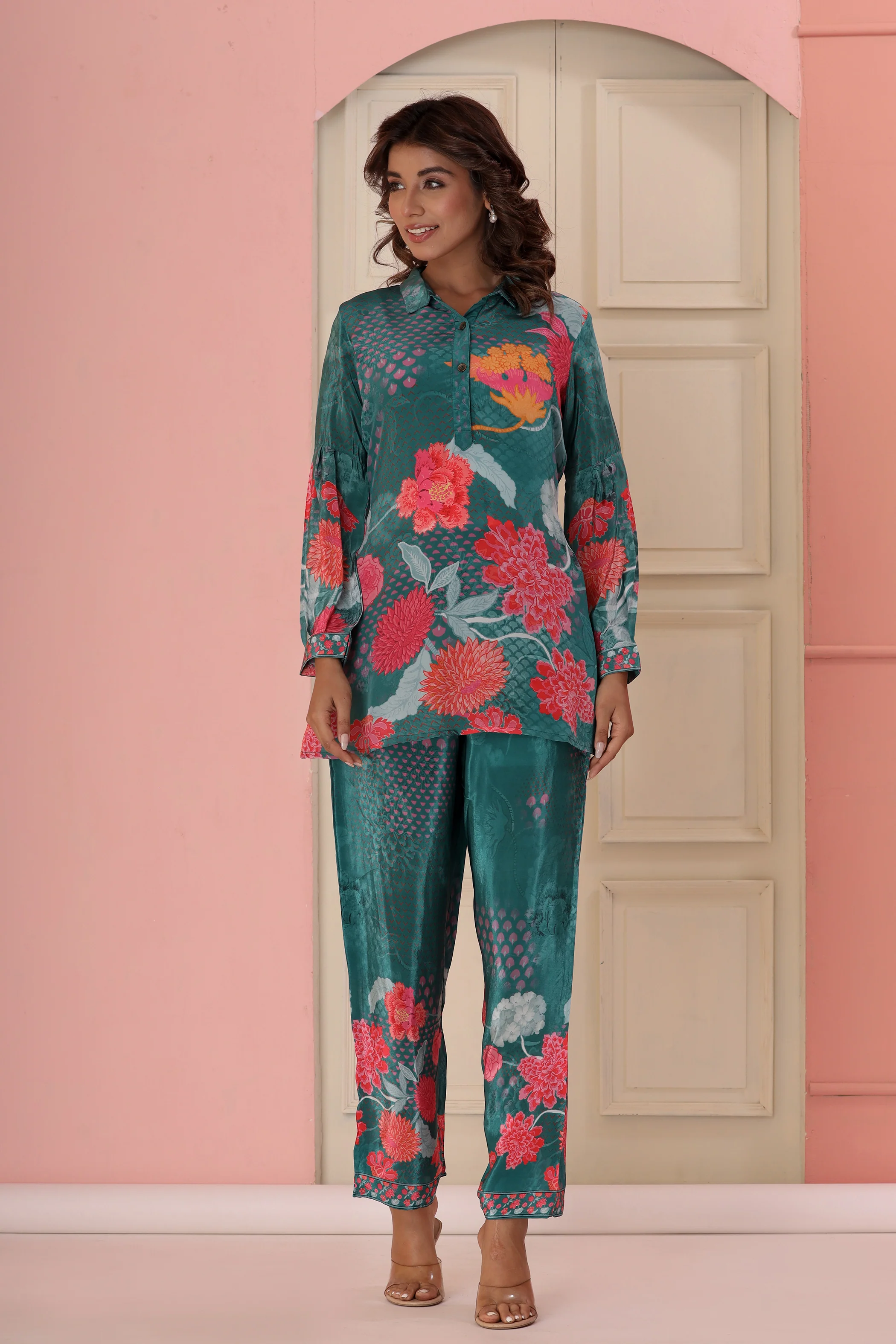Dhwani Emerald Digital Print Pure Crepe Premium Co-ord Set - Image 5