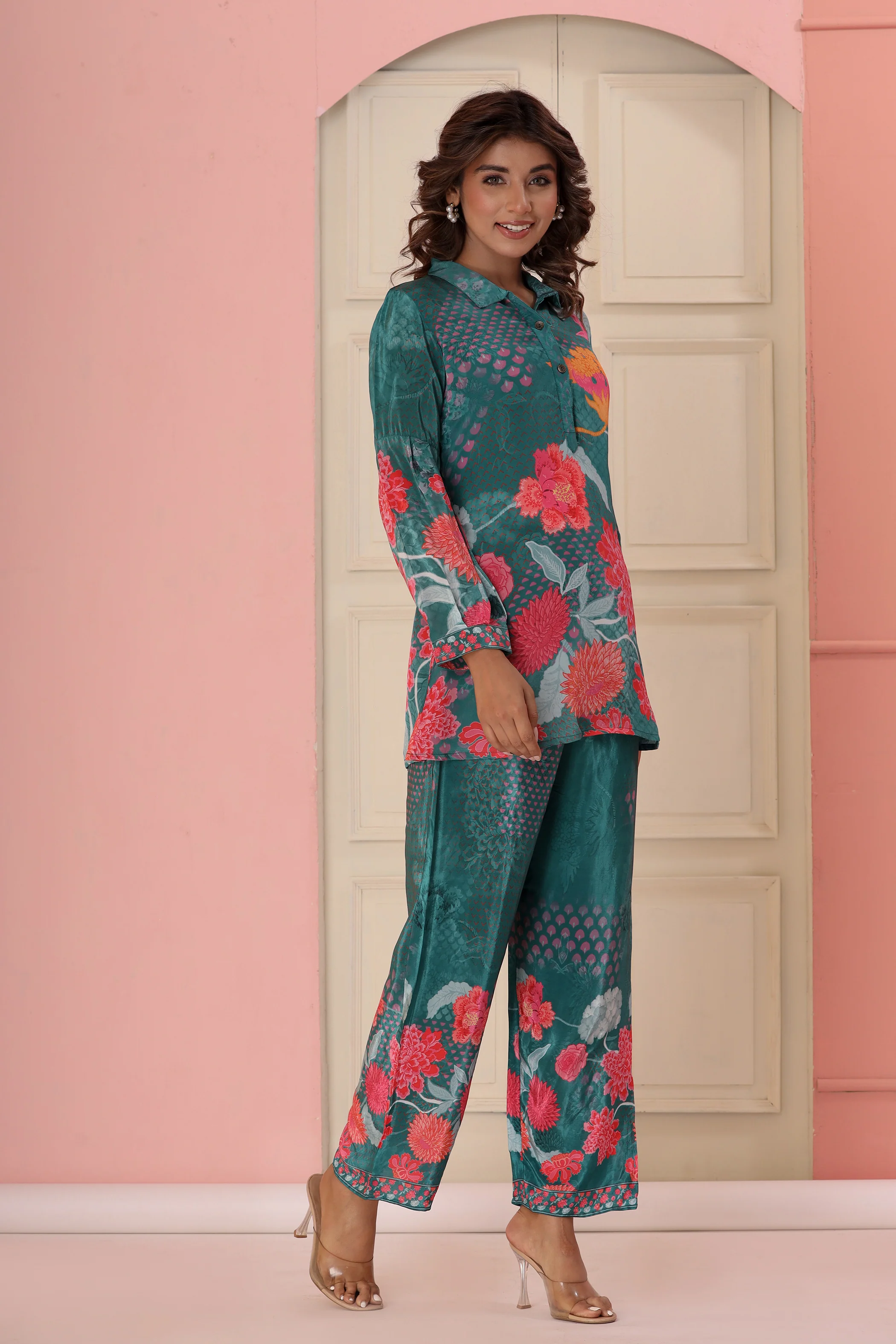 Dhwani Emerald Digital Print Pure Crepe Premium Co-ord Set - Image 6