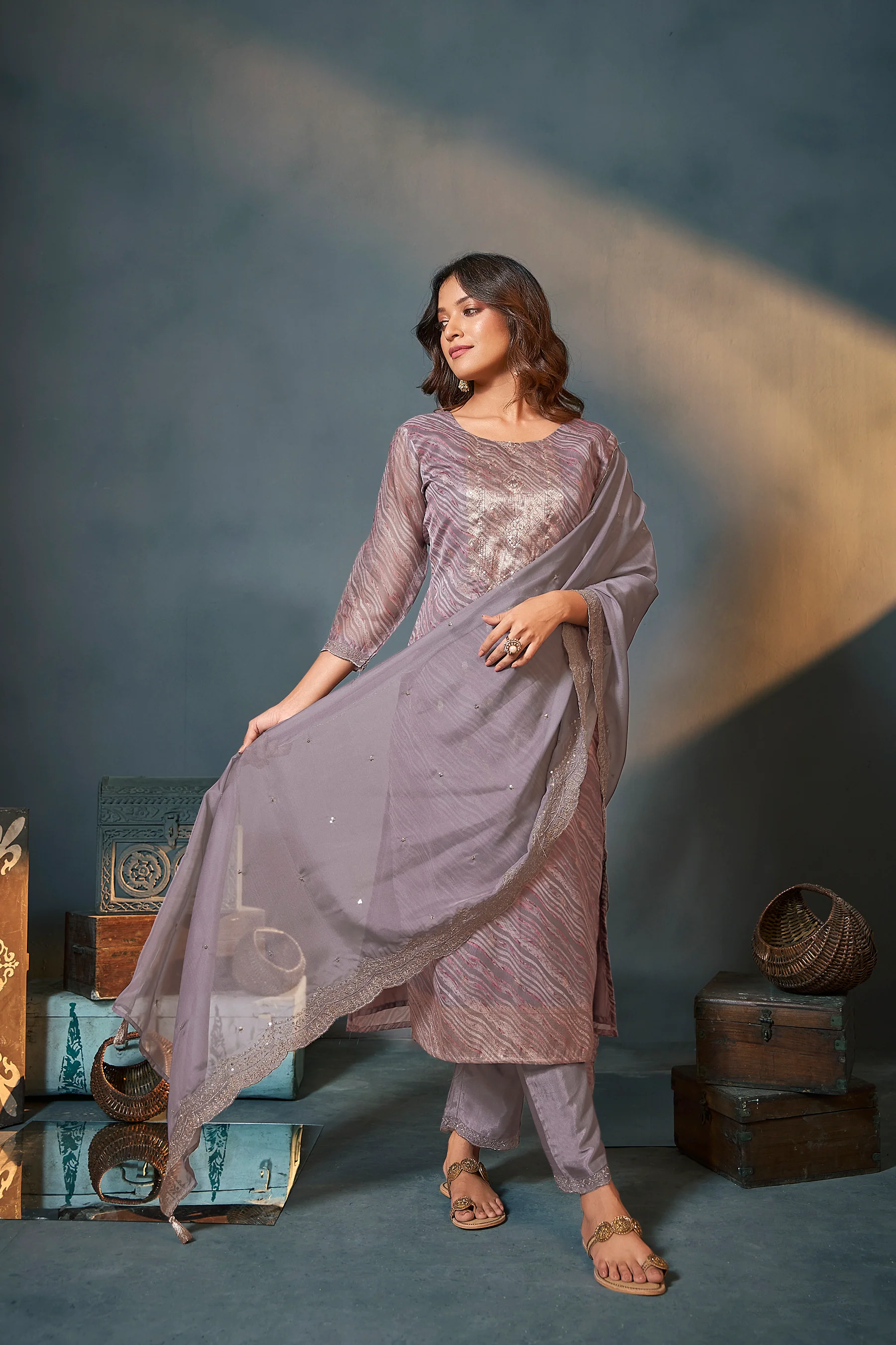 Malvika Plum Heavy Work Suit Set - Image 12