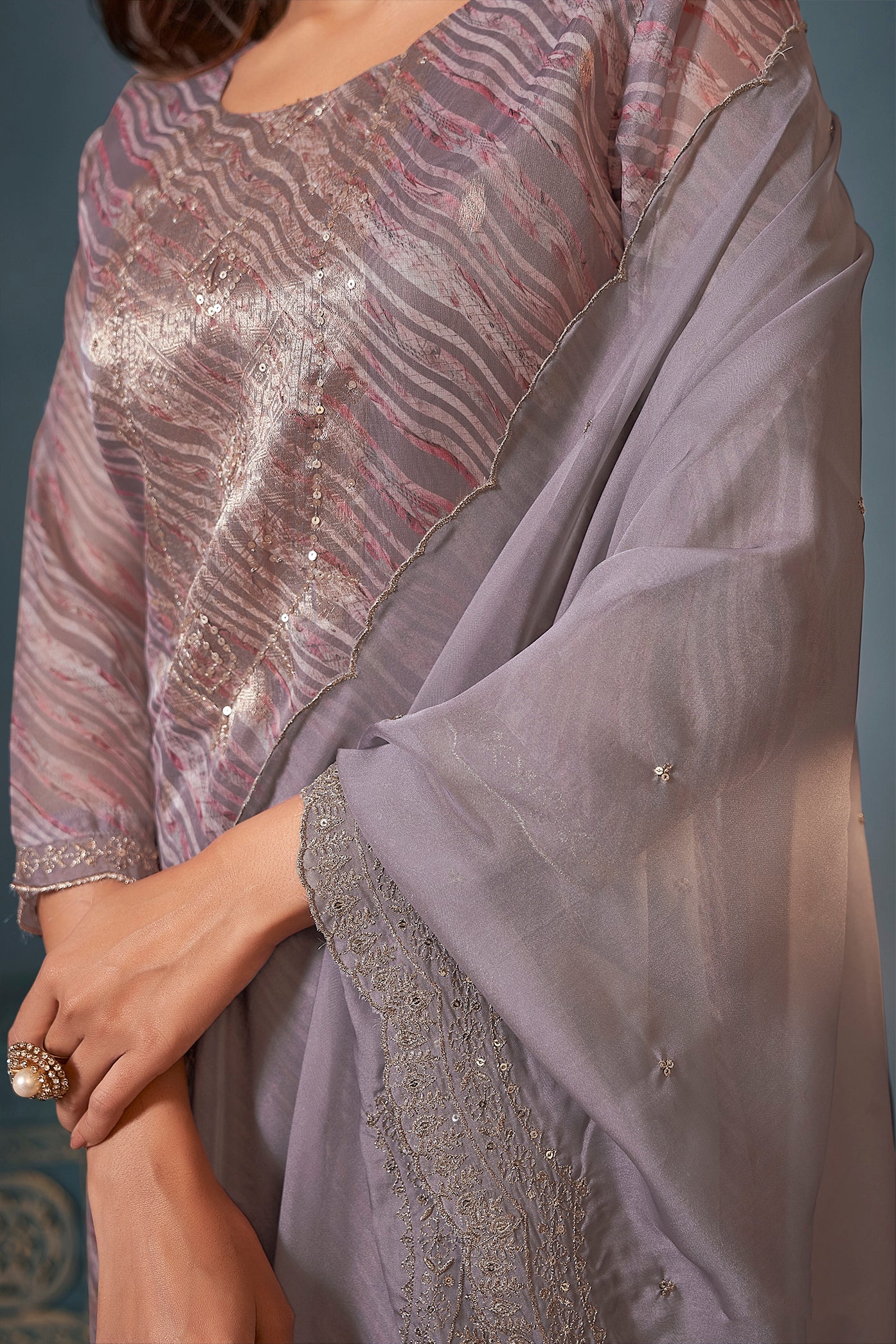 Malvika Plum Heavy Work Suit Set - Image 13