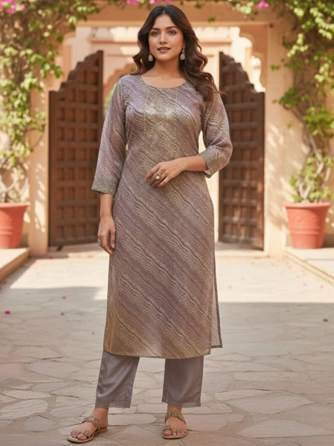Malvika Plum Heavy Work Suit Set - Image 4