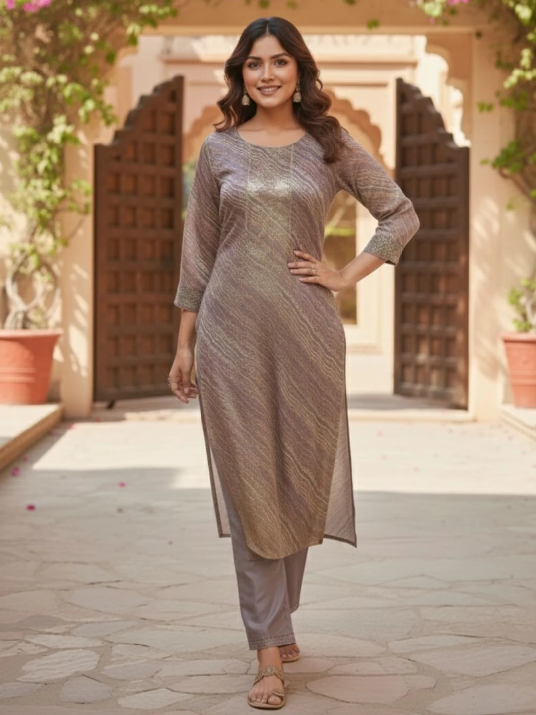 Malvika Plum Heavy Work Suit Set - Image 5