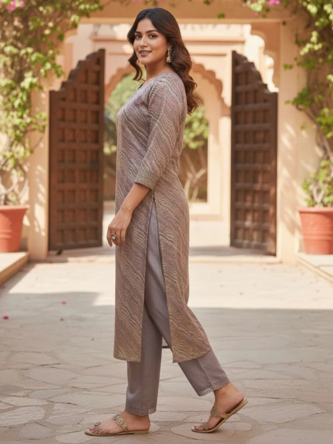 Malvika Plum Heavy Work Suit Set - Image 8