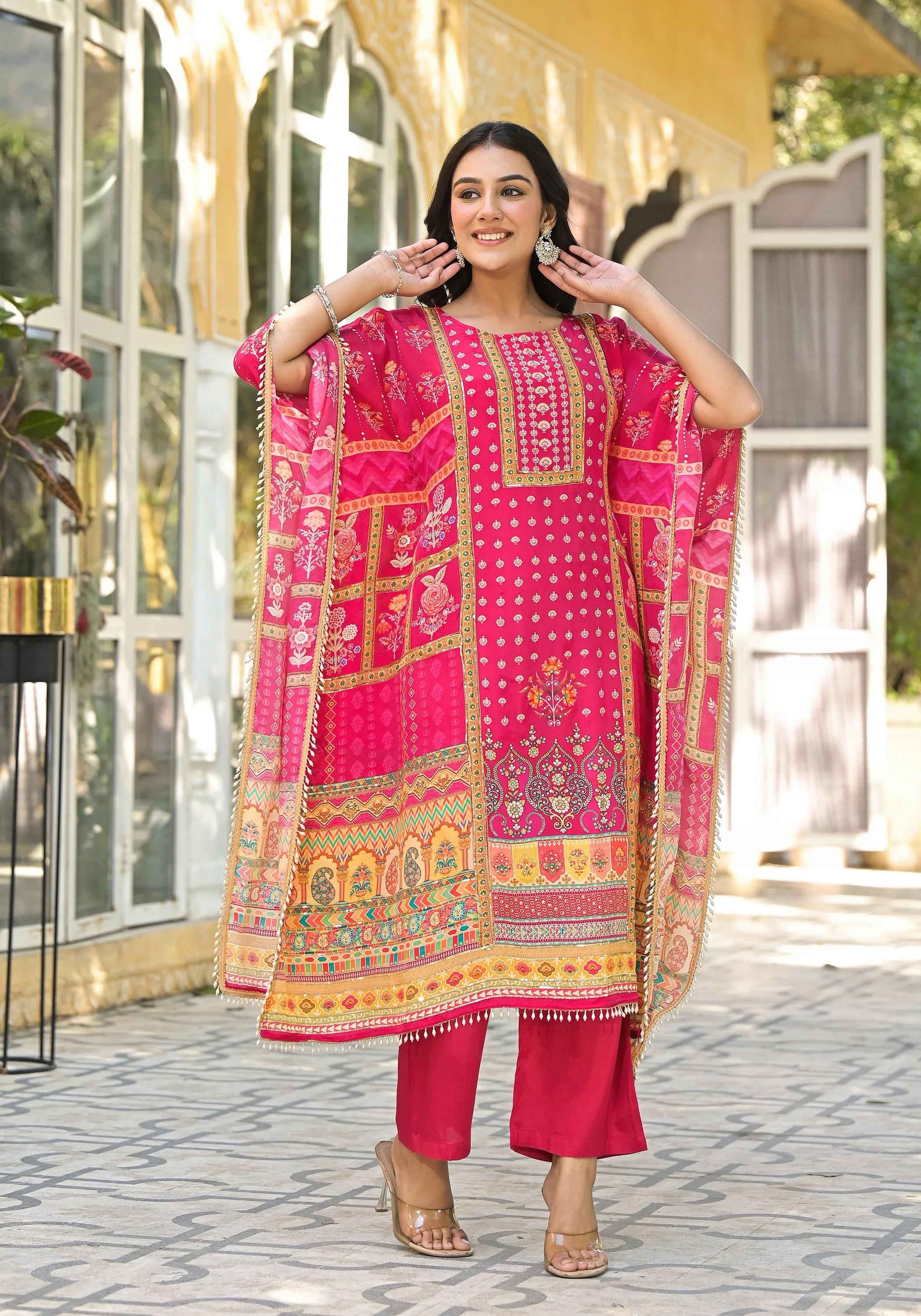 Mehna  Punch Full Heavy Work Kaftan Pant Set - Image 8