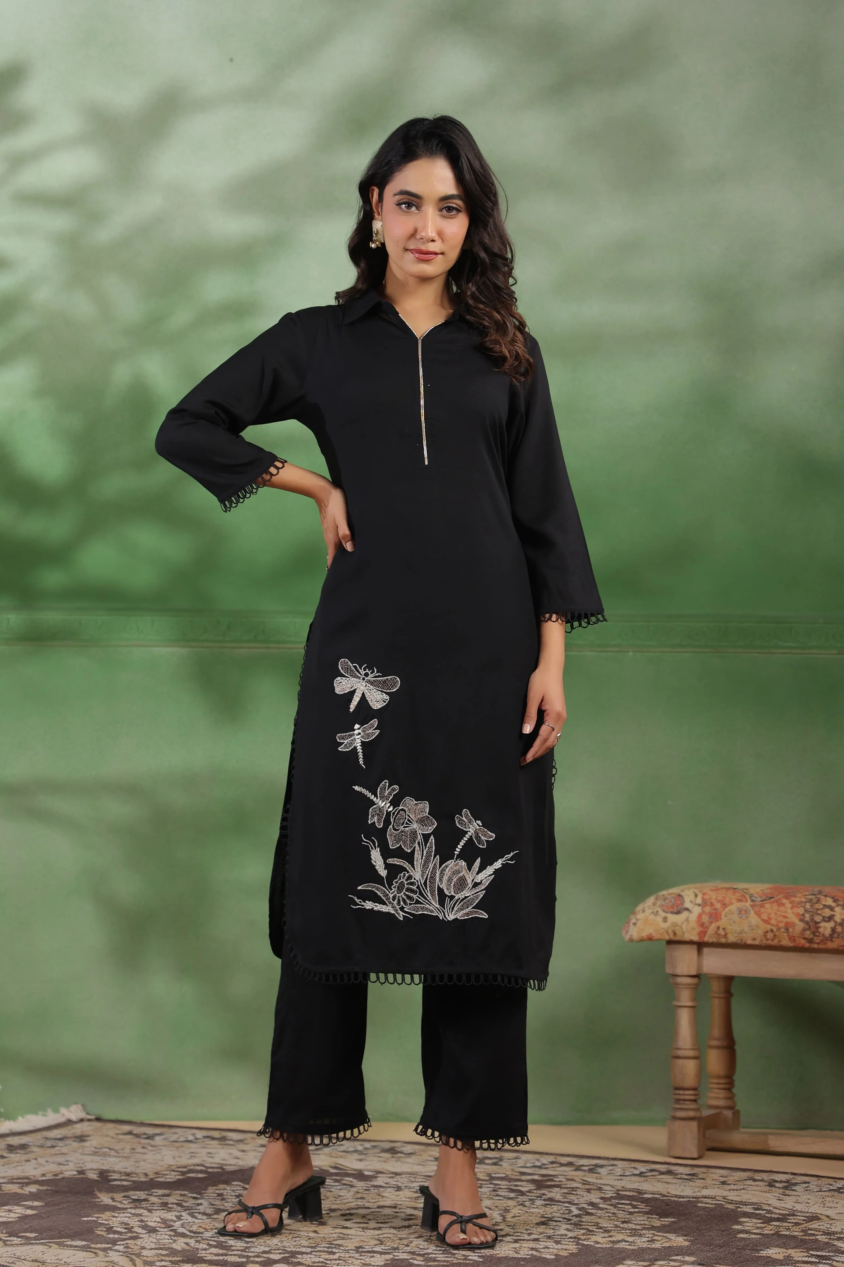 Mihira Jade Embroidery Kurta Pant Set - Image 10