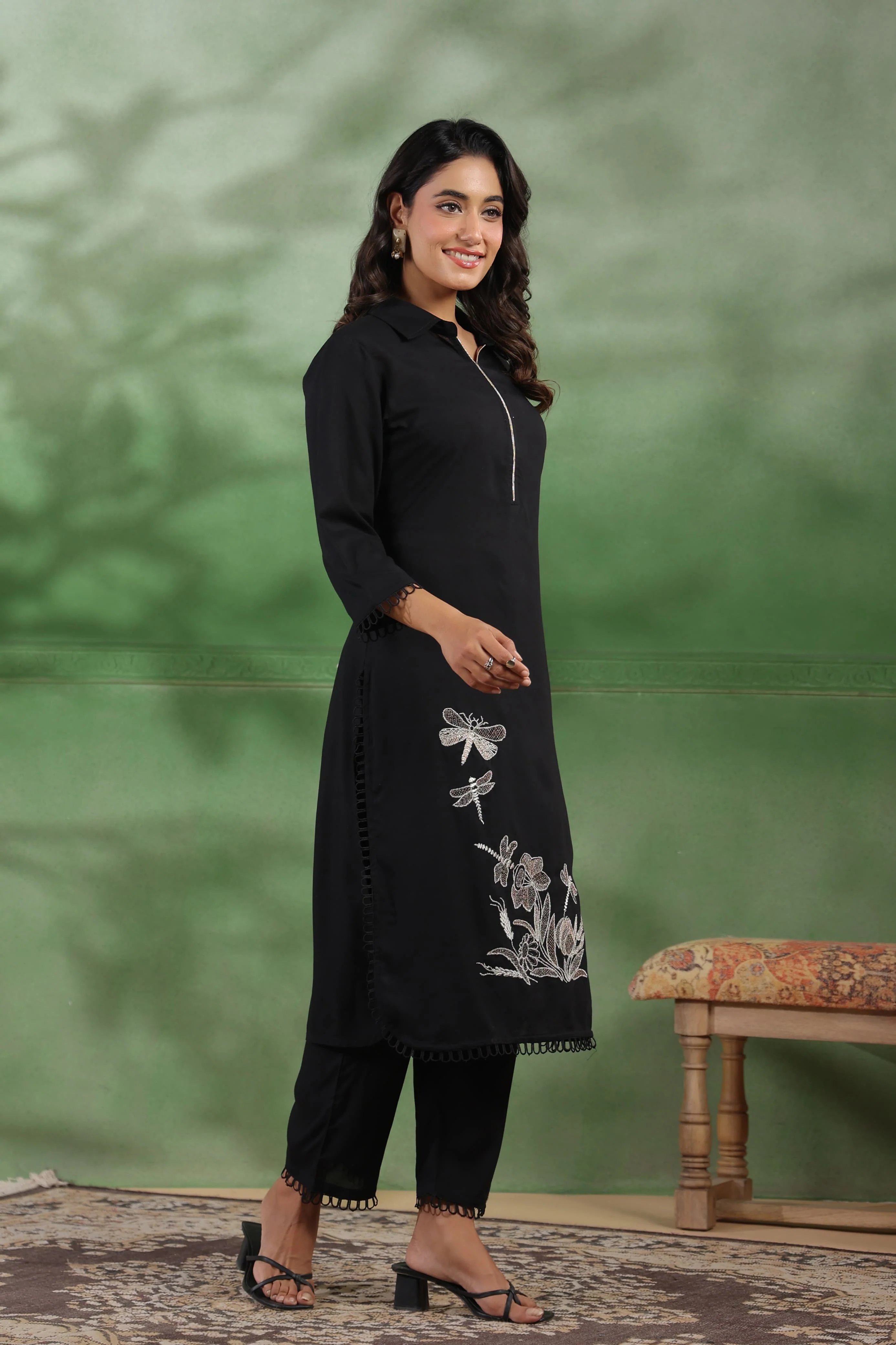 Mihira Jade Embroidery Kurta Pant Set - Image 7
