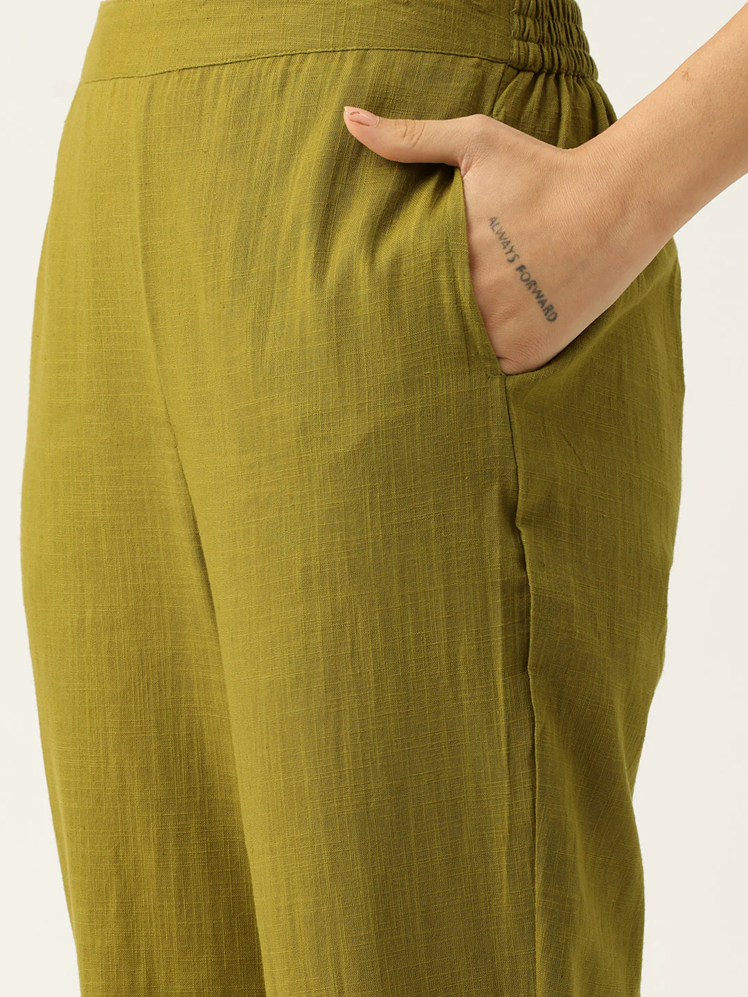 Raya Olive Cotton Embroidered Co-ord Set - Image 12