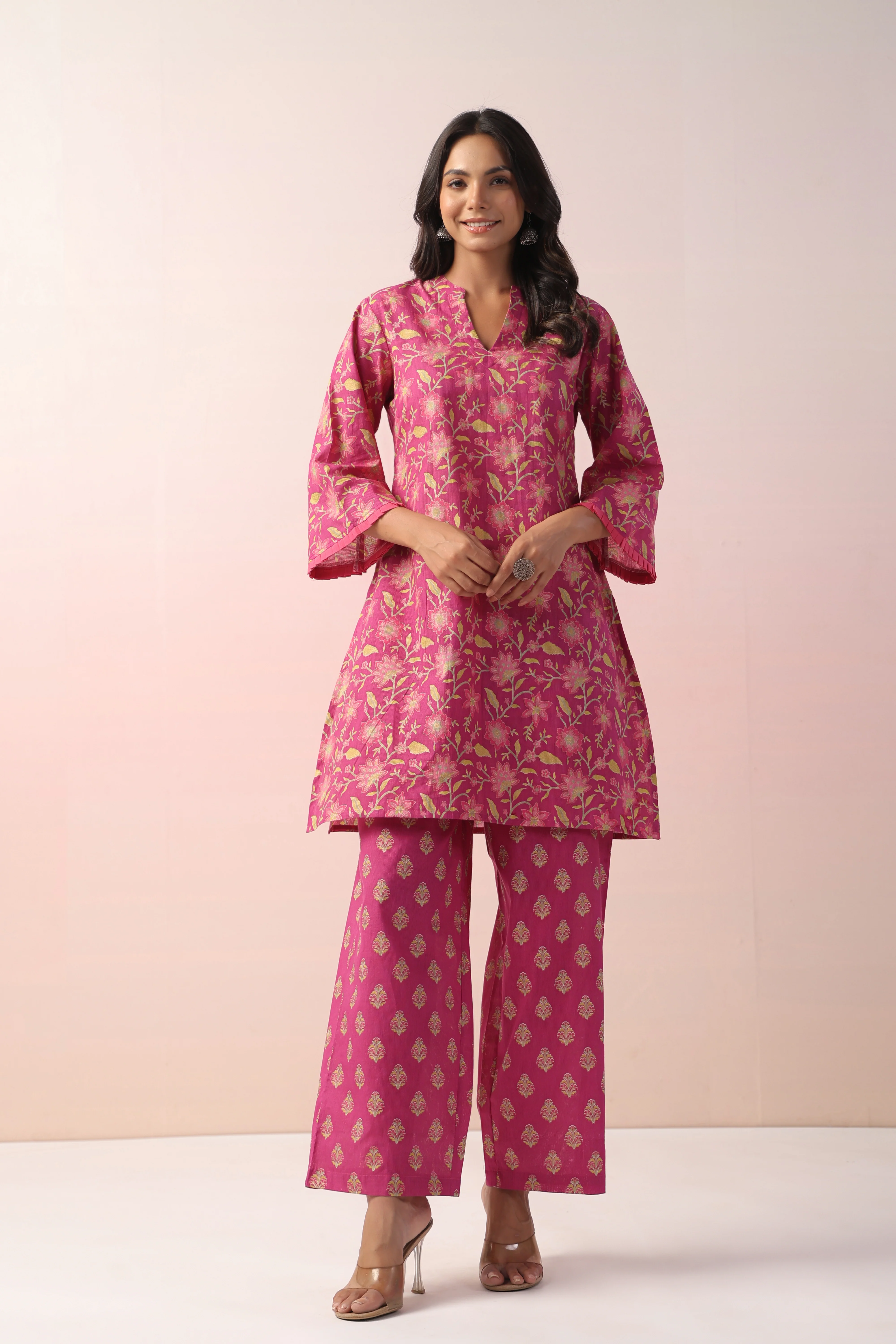 Harshini Pink Cotton Printed Co-ord Set - Image 3