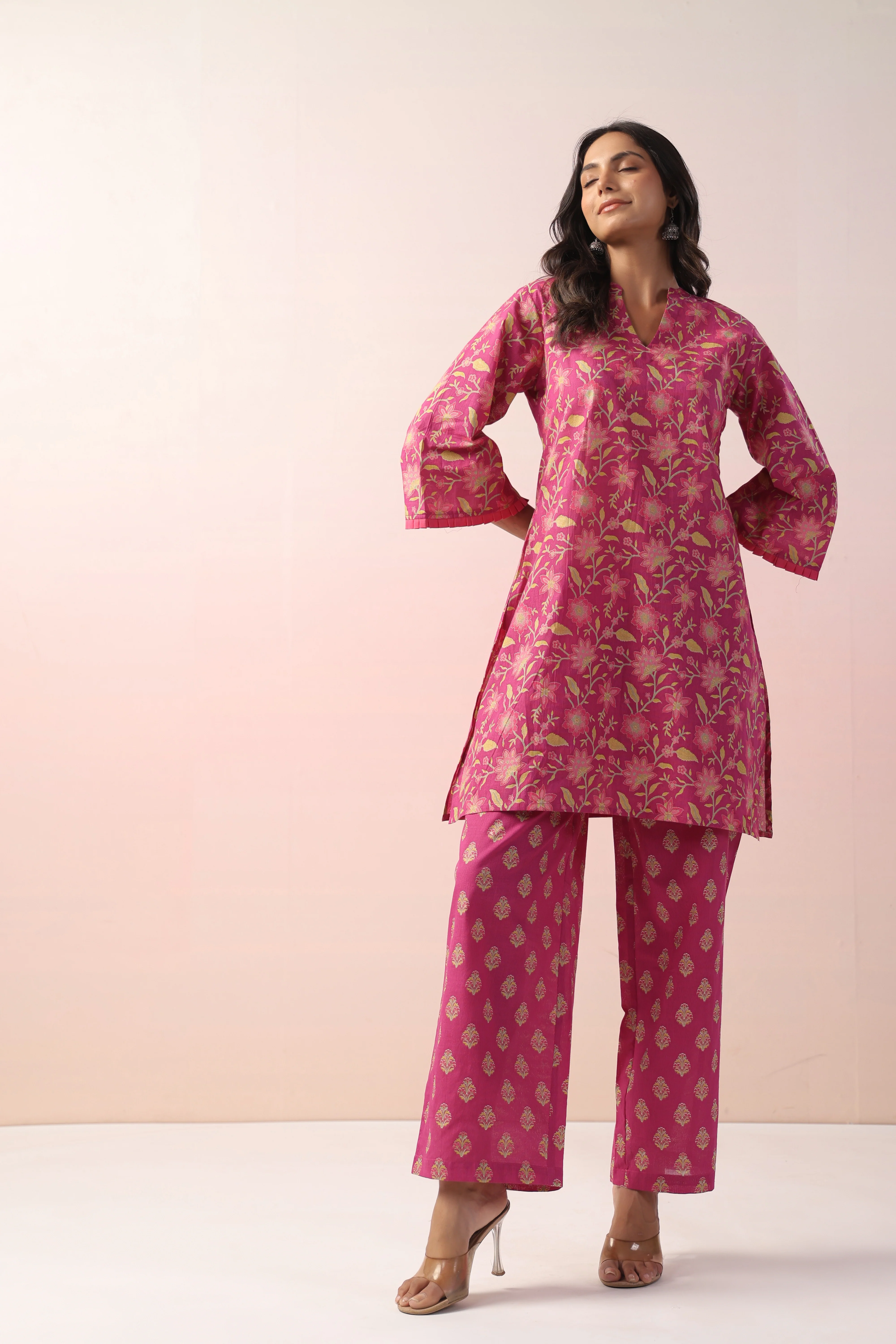 Harshini Pink Cotton Printed Co-ord Set - Image 4