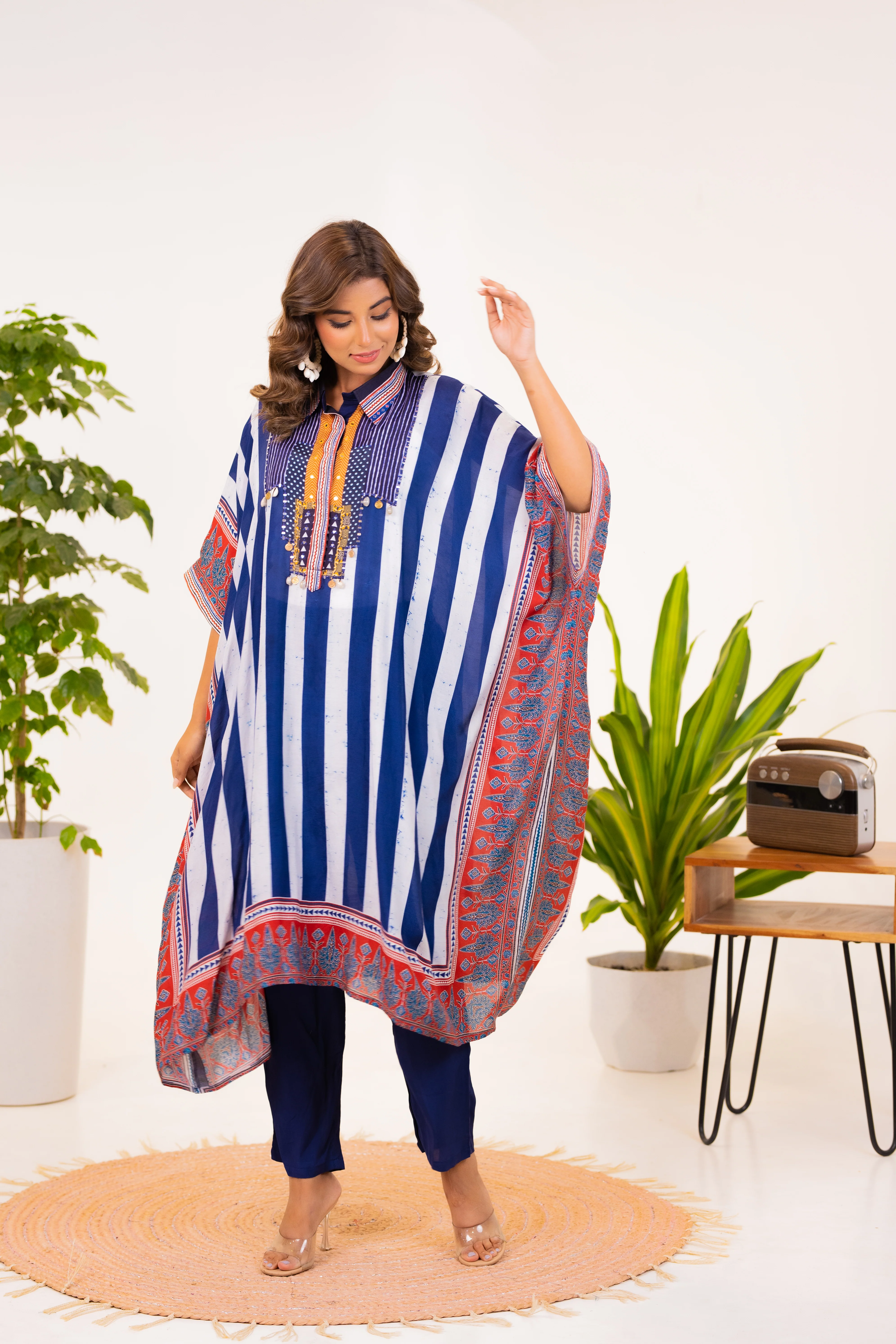 Maurya Azure Premium Muslin Kaftan Pant Set - Image 2