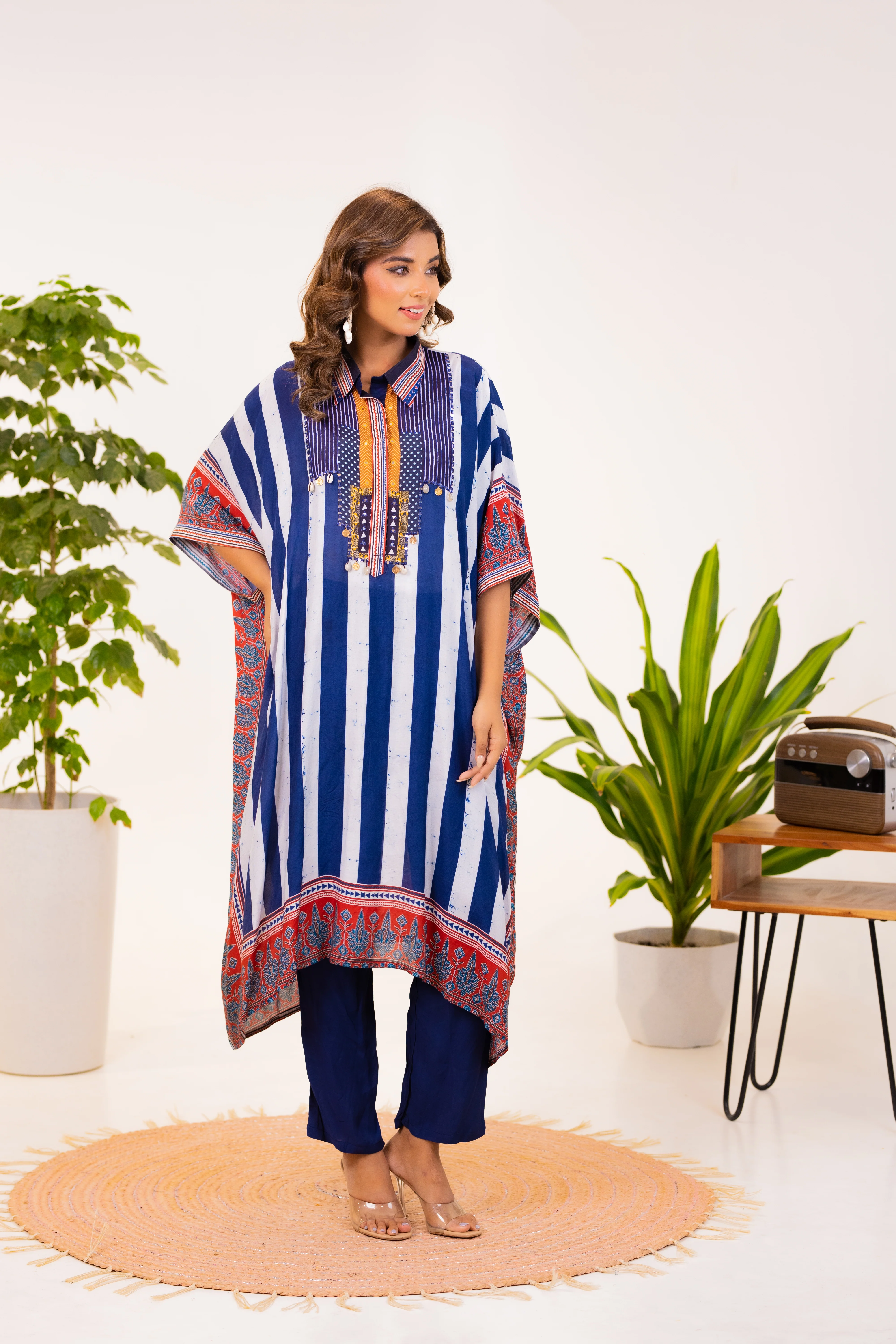 Maurya Azure Premium Muslin Kaftan Pant Set - Image 3