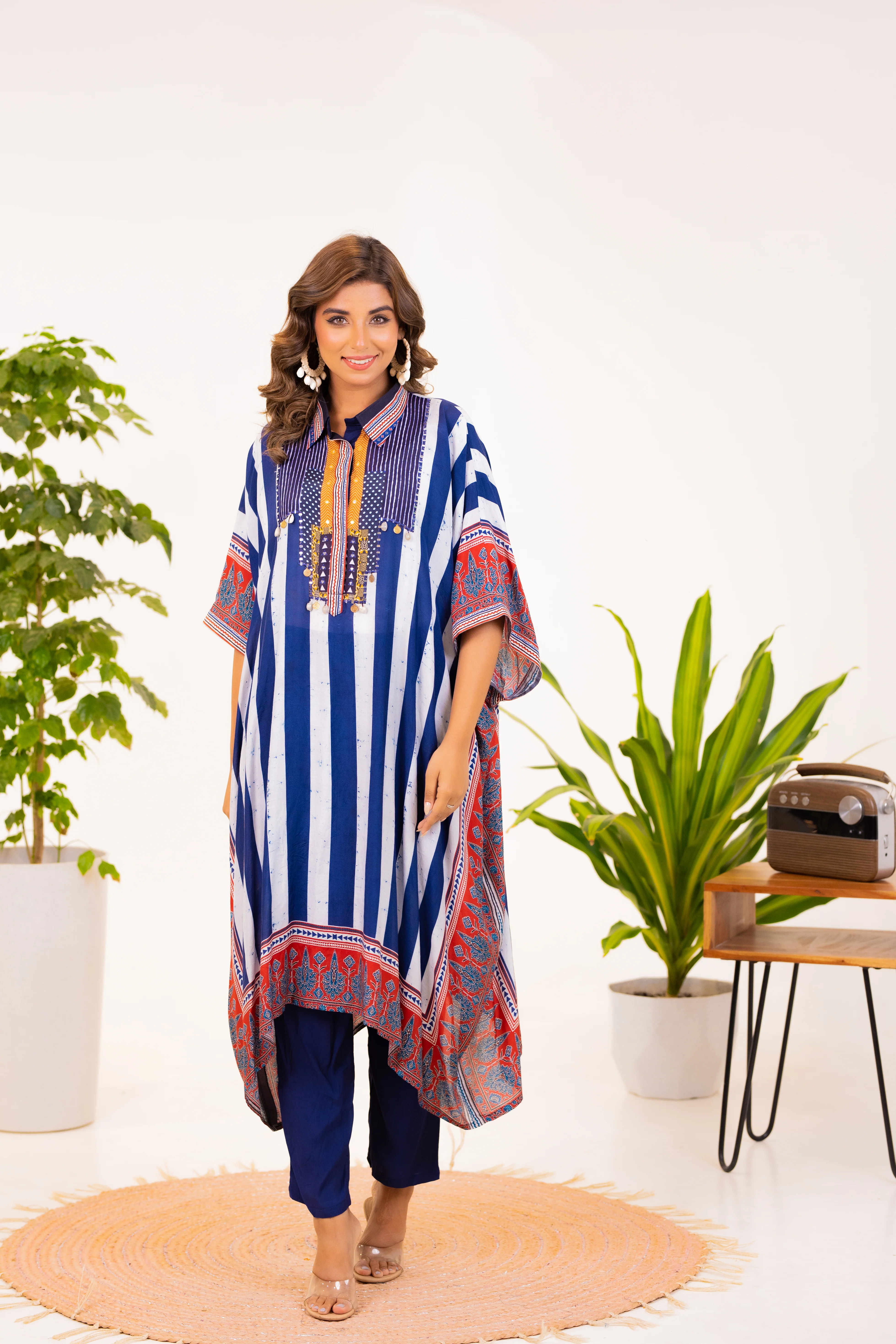 Maurya Azure Premium Muslin Kaftan Pant Set - Image 4