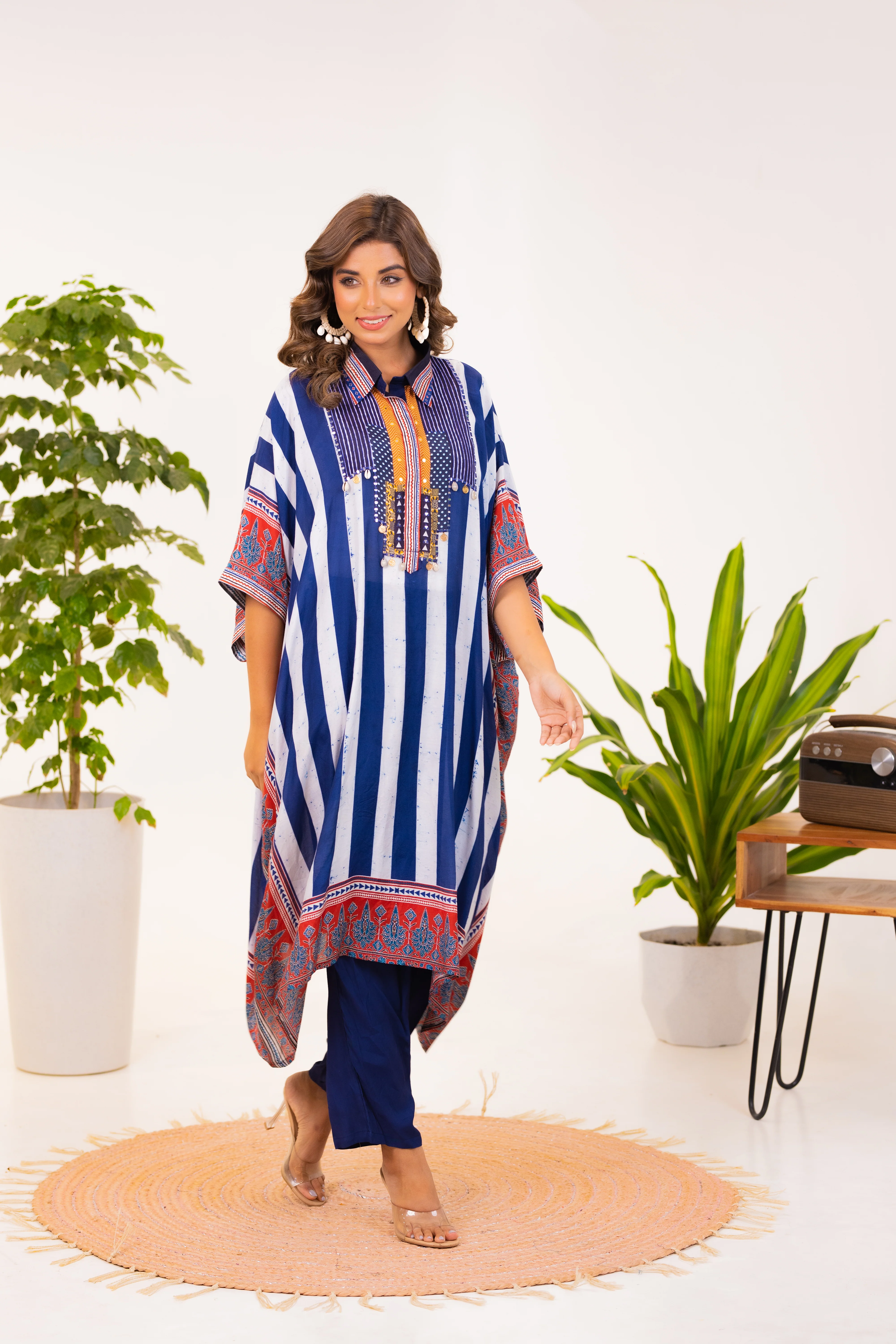 Maurya Azure Premium Muslin Kaftan Pant Set - Image 5