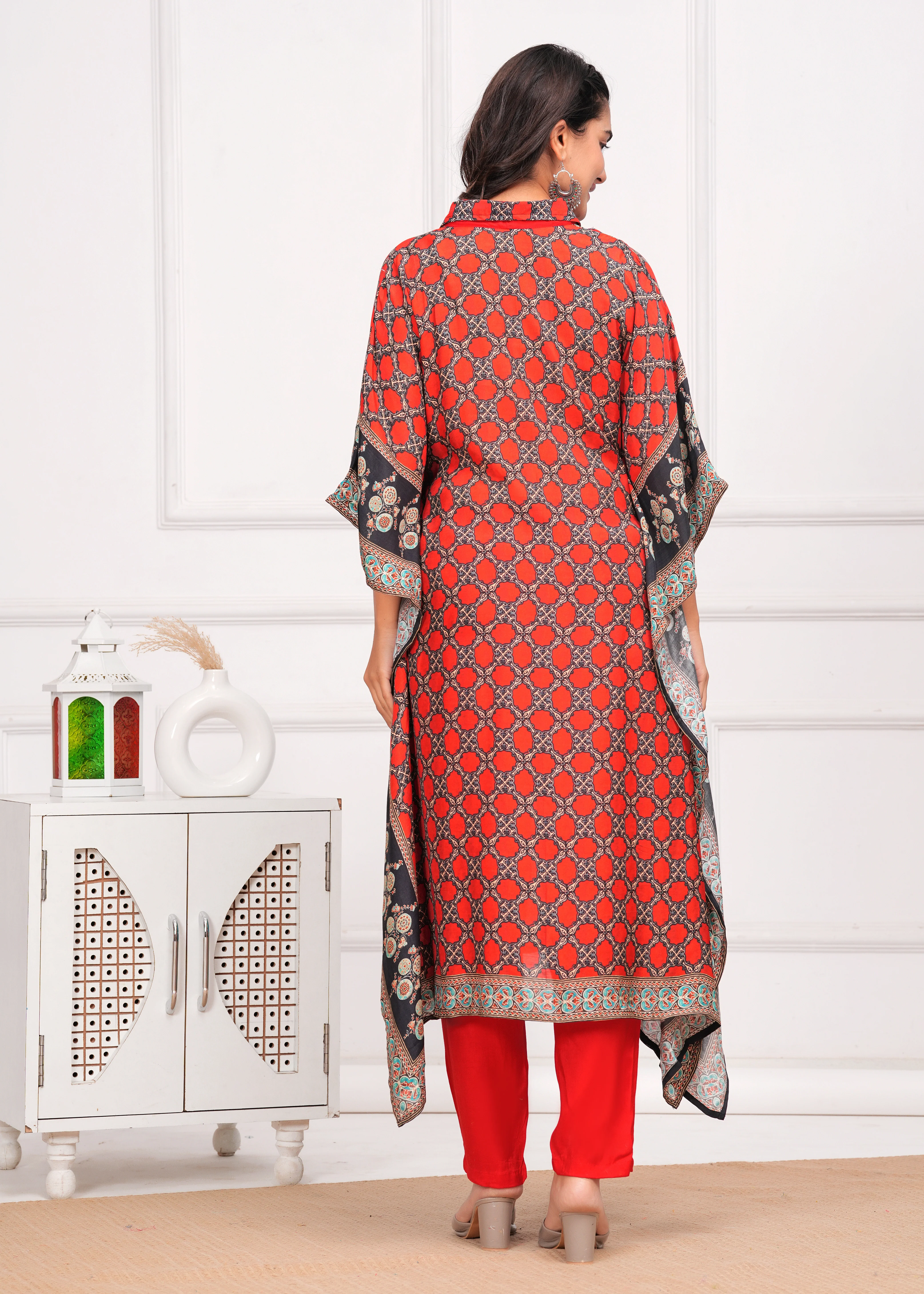 Maurya Crimson Premium Kurta Kaftan Pant Set - Image 2