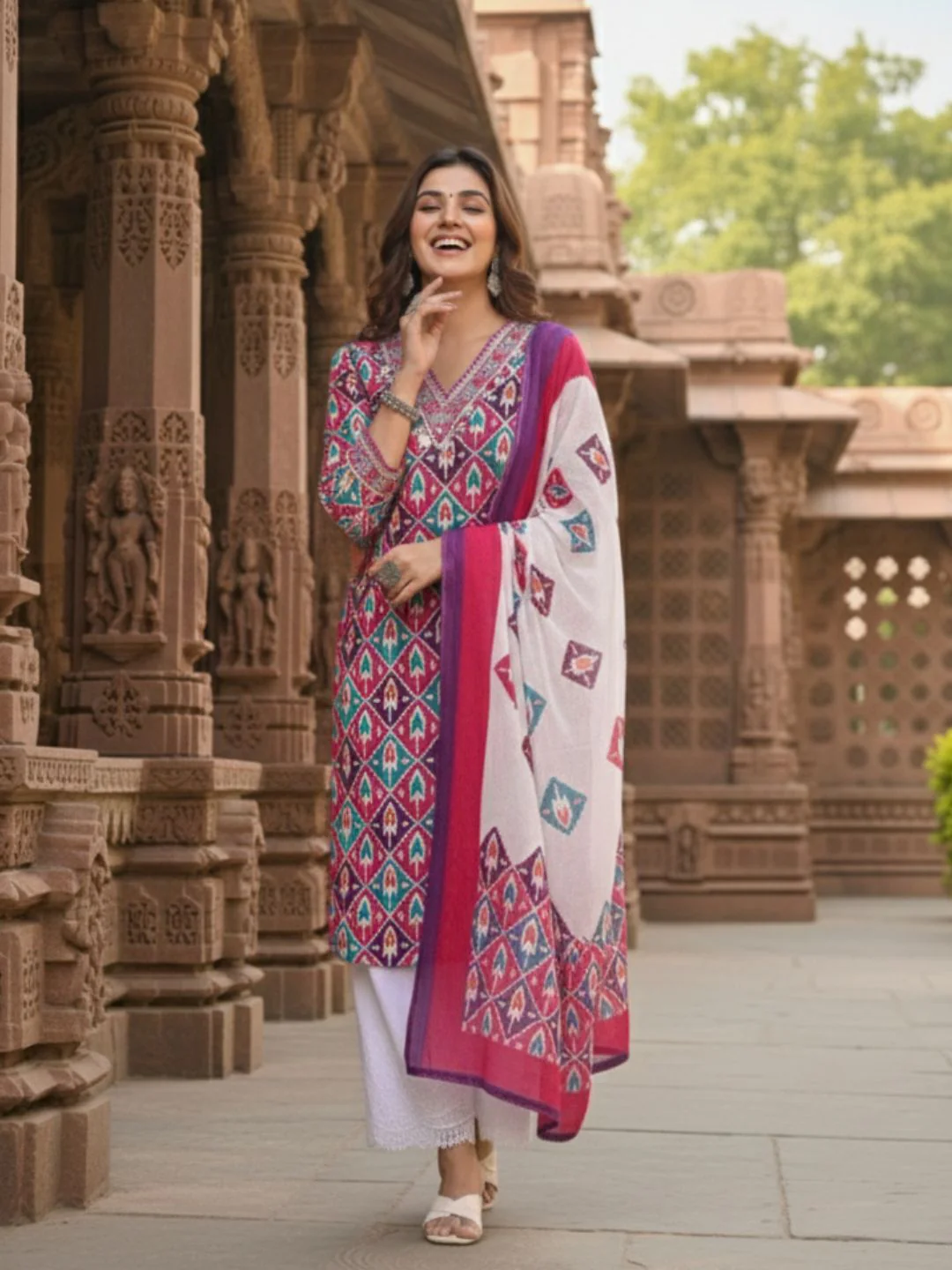 Aranya Ikat Print Premium Pure Cotton Suit Set - Image 10