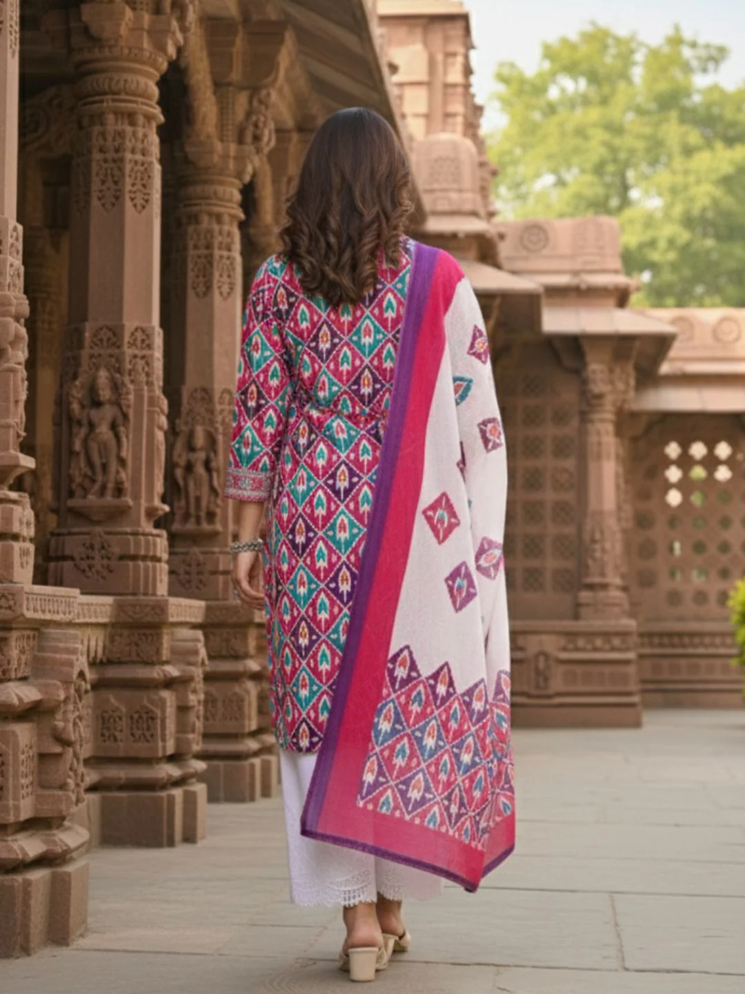 Aranya Ikat Print Premium Pure Cotton Suit Set - Image 11