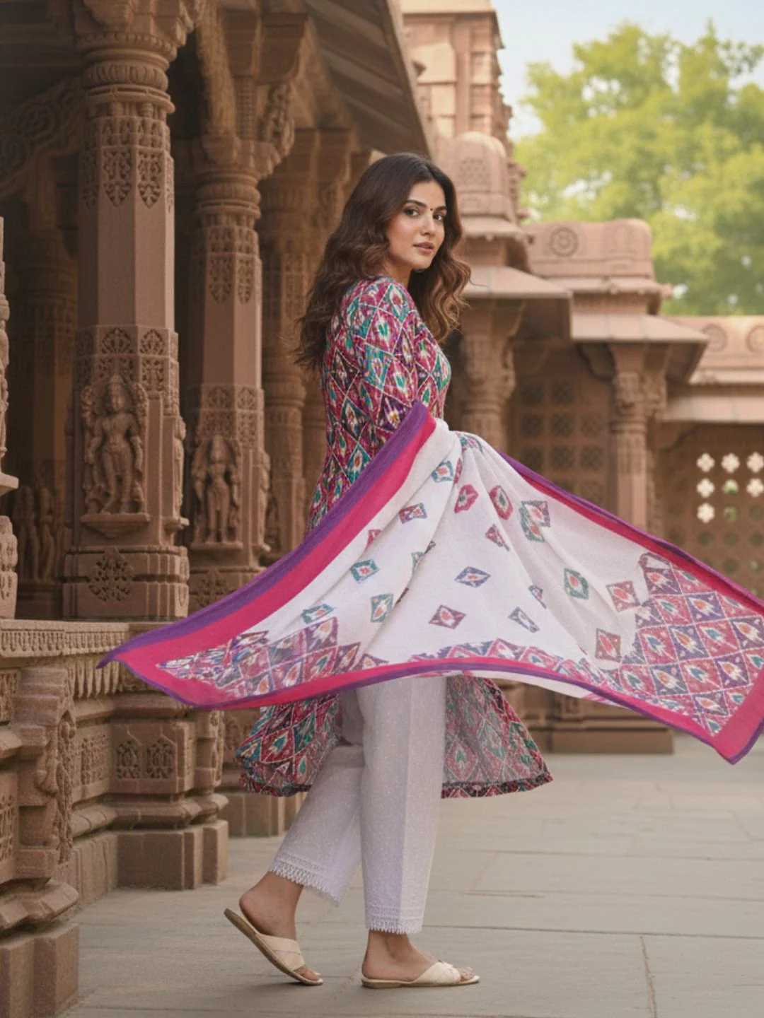 Aranya Ikat Print Premium Pure Cotton Suit Set - Image 13