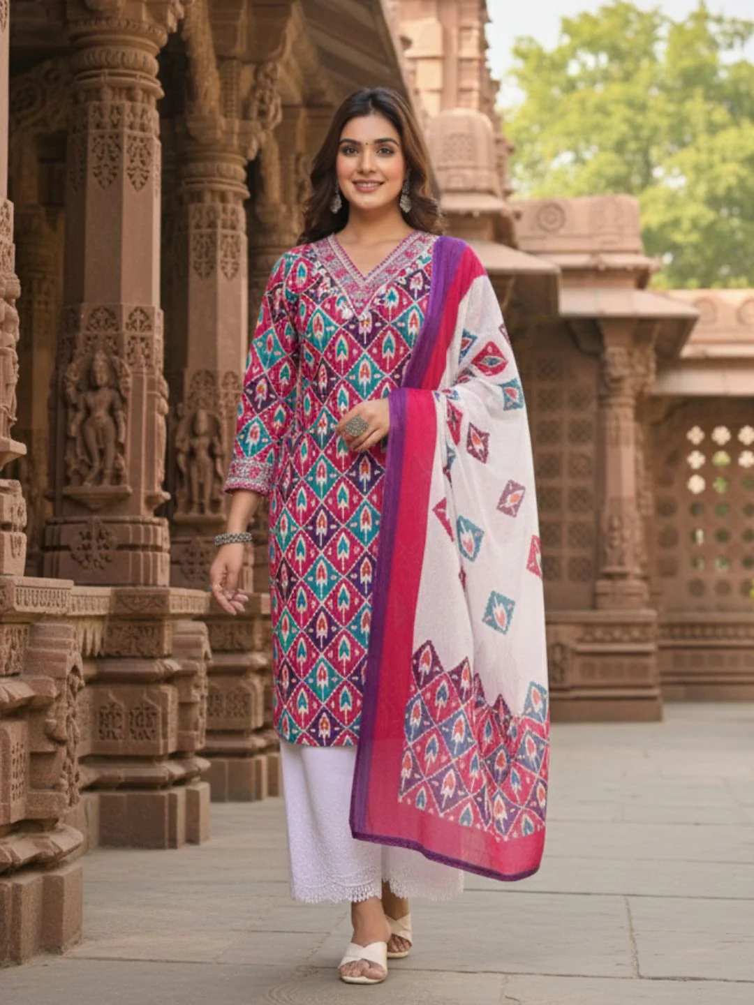Aranya Ikat Print Premium Pure Cotton Suit Set - Image 15