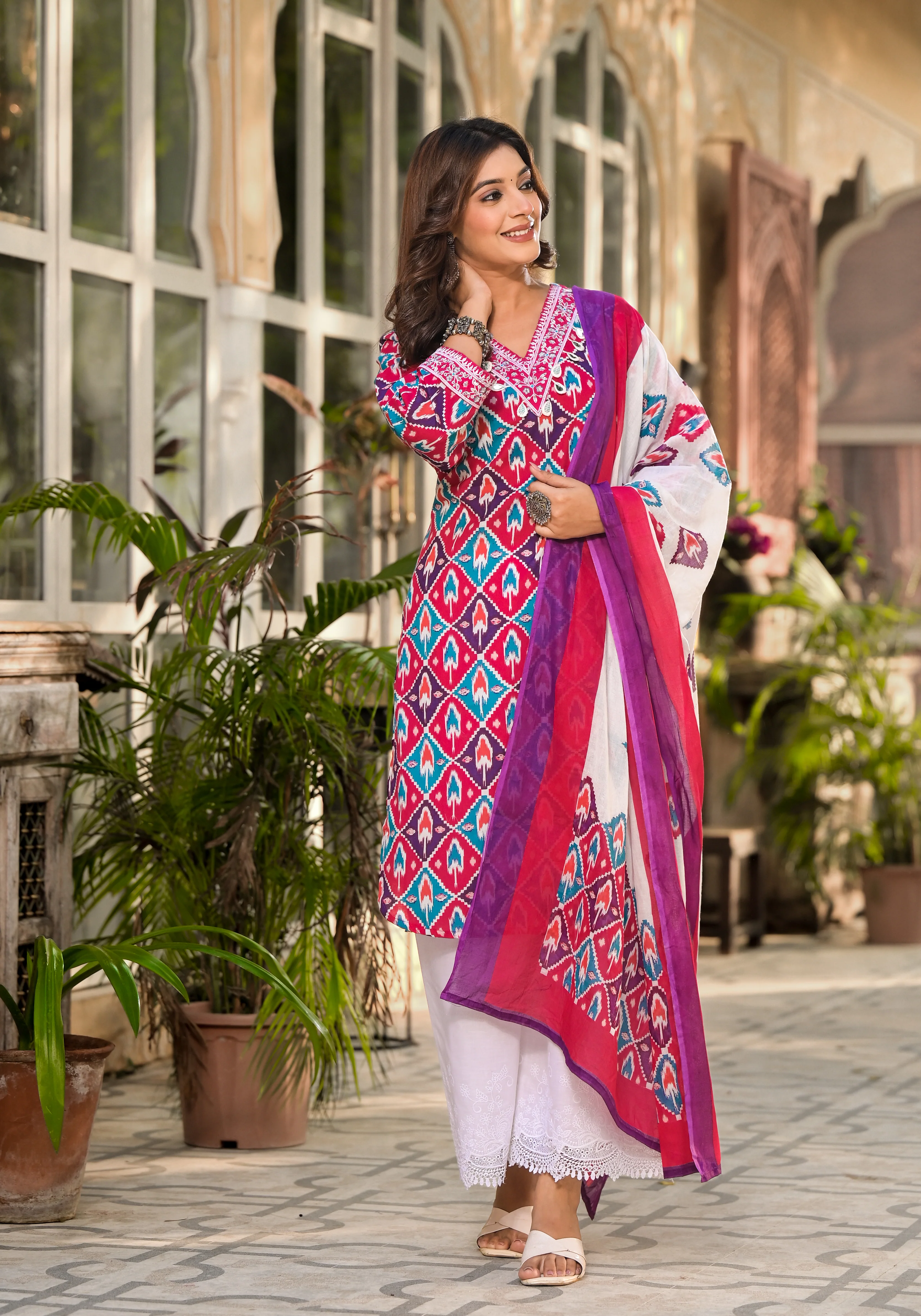 Aranya Ikat Print Premium Pure Cotton Suit Set - Image 16