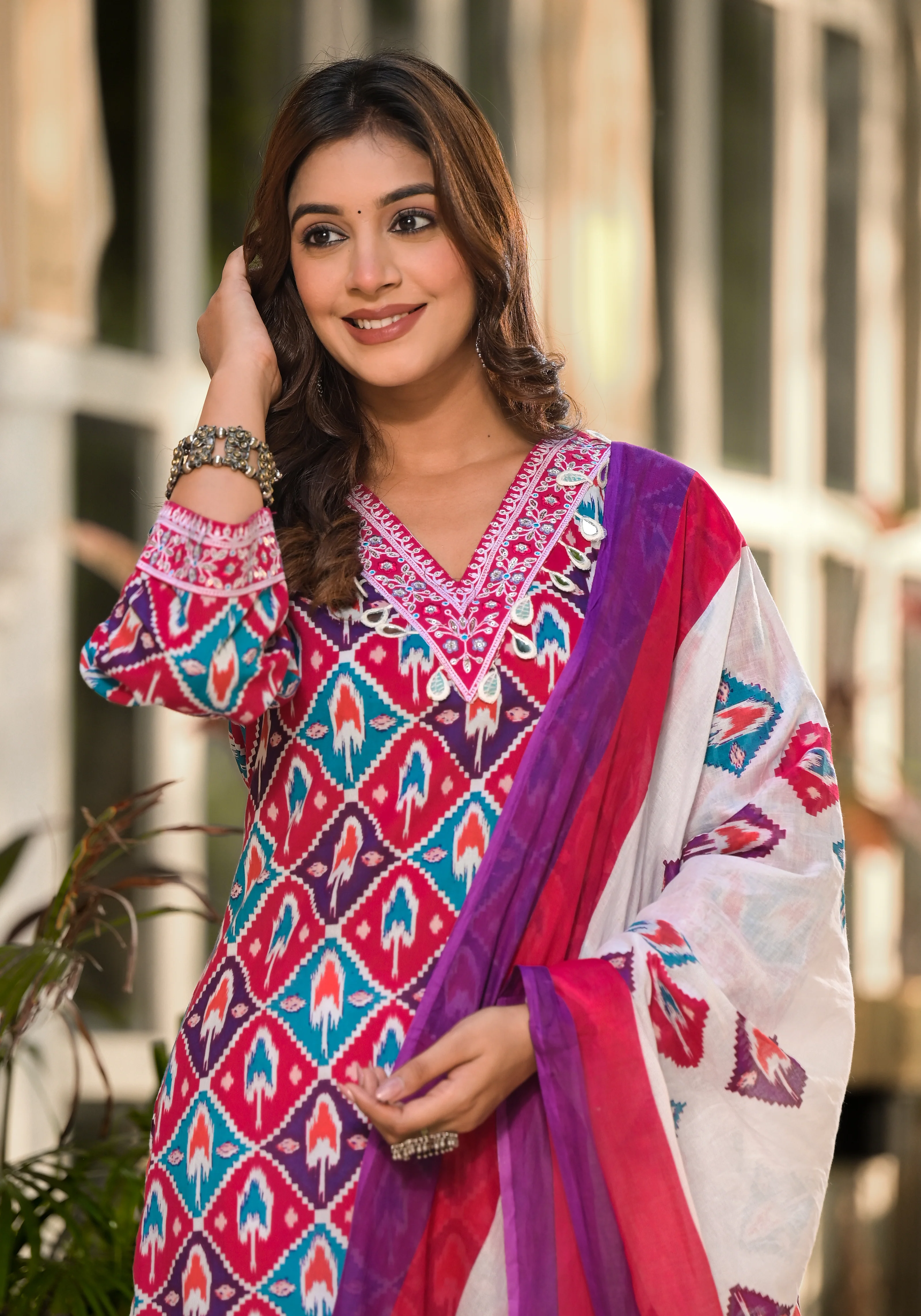 Aranya Ikat Print Premium Pure Cotton Suit Set - Image 2