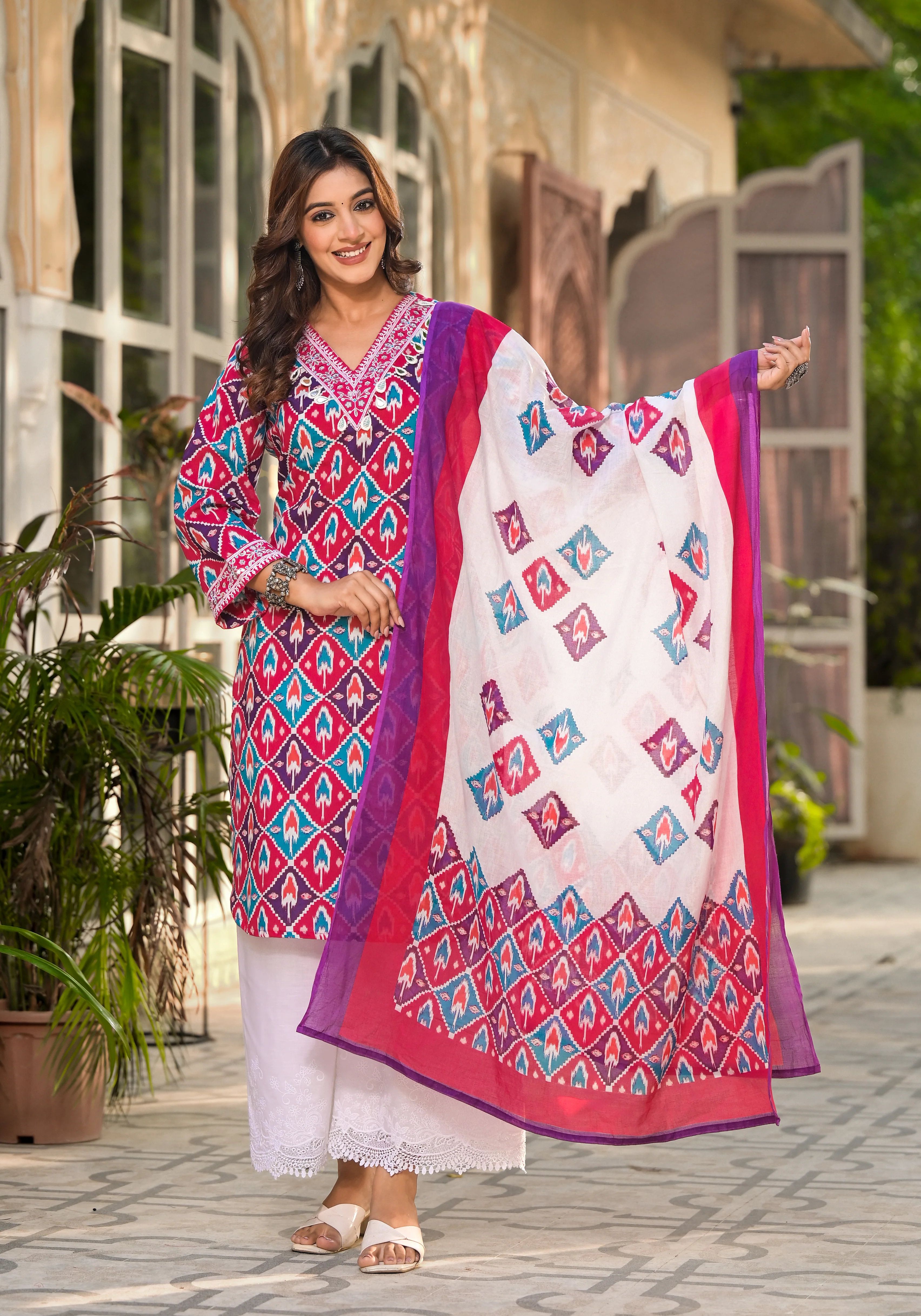 Aranya Ikat Print Premium Pure Cotton Suit Set - Image 4
