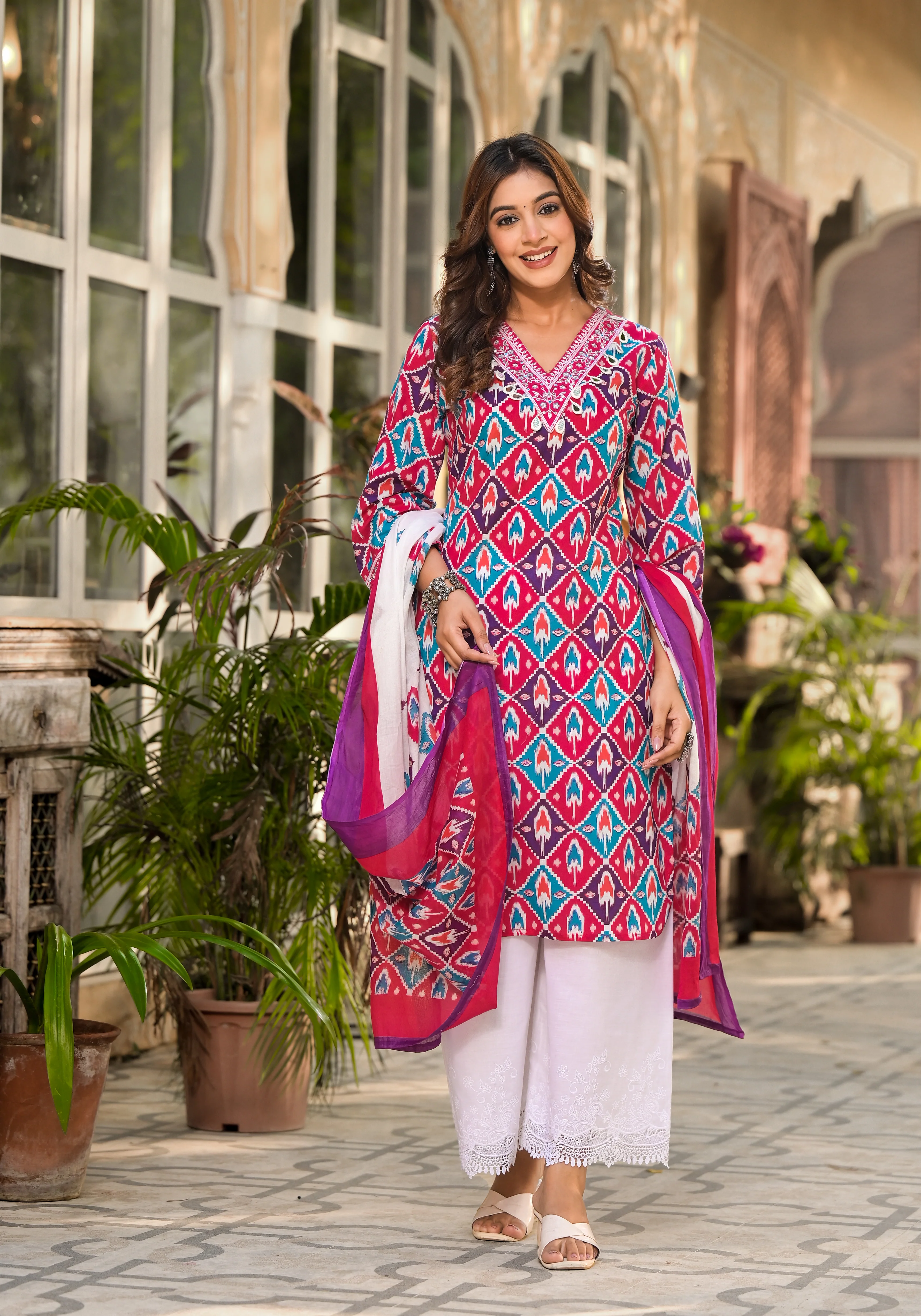 Aranya Ikat Print Premium Pure Cotton Suit Set - Image 5