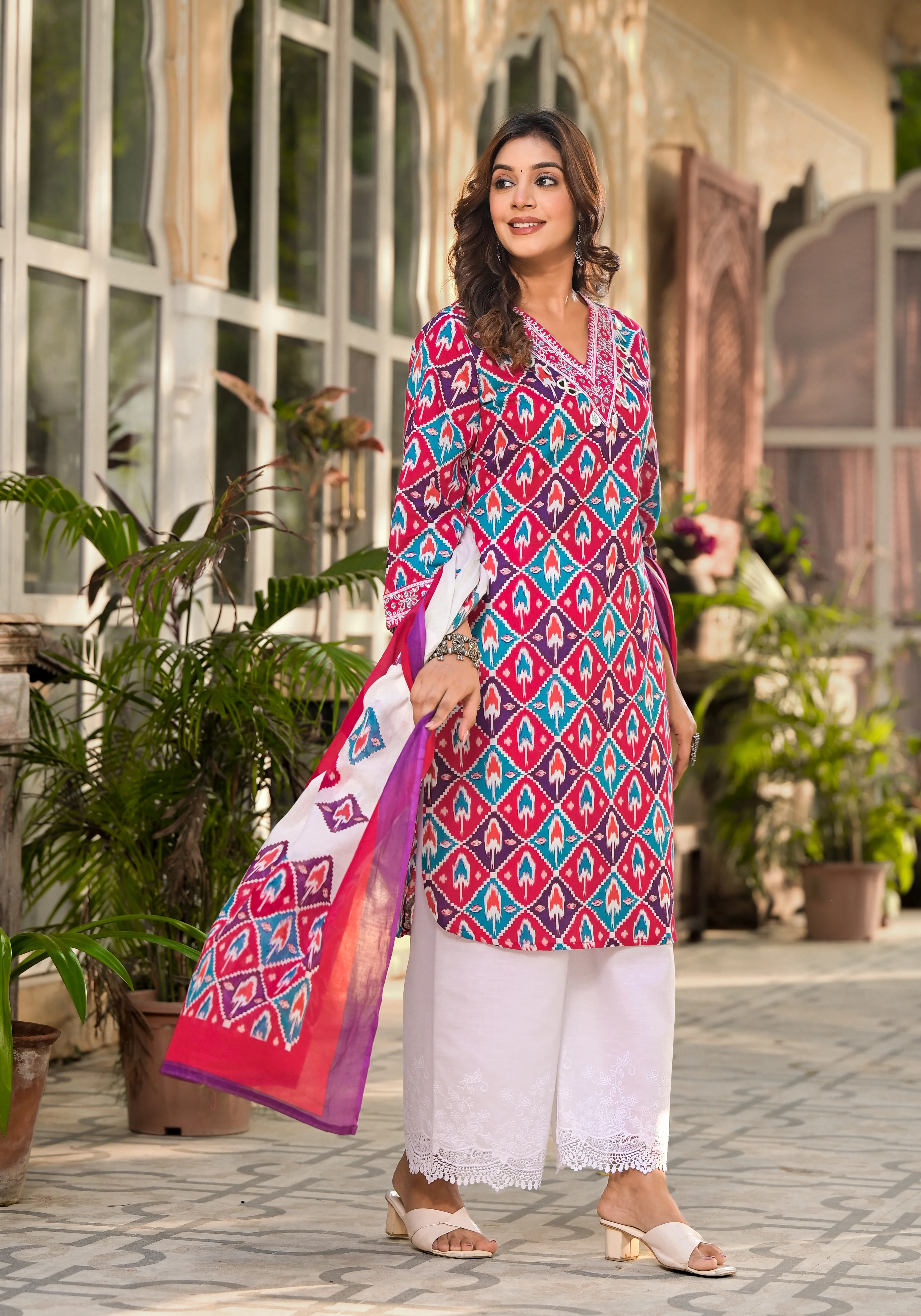 Aranya Ikat Print Premium Pure Cotton Suit Set - Image 6