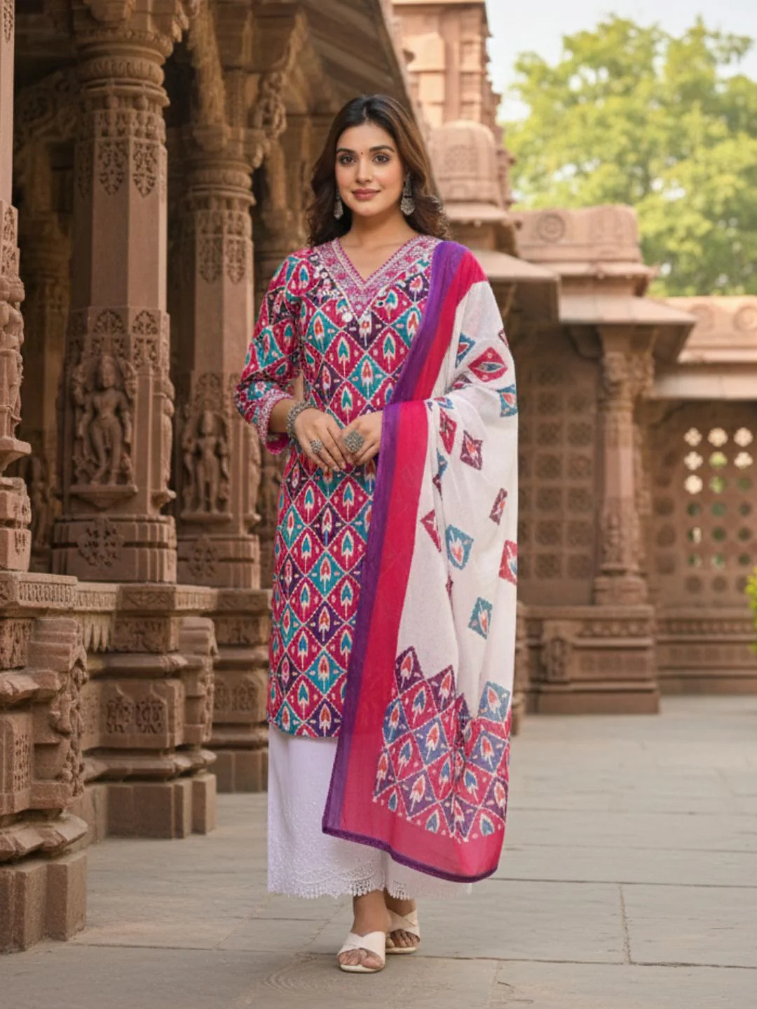 Aranya Ikat Print Premium Pure Cotton Suit Set - Image 8