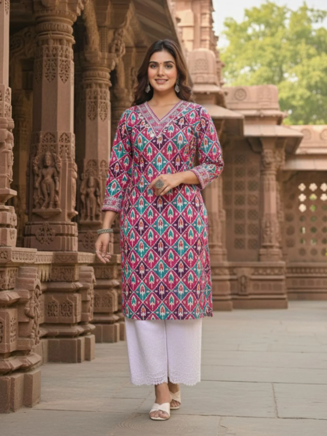 Aranya Ikat Print Premium Pure Cotton Suit Set - Image 9