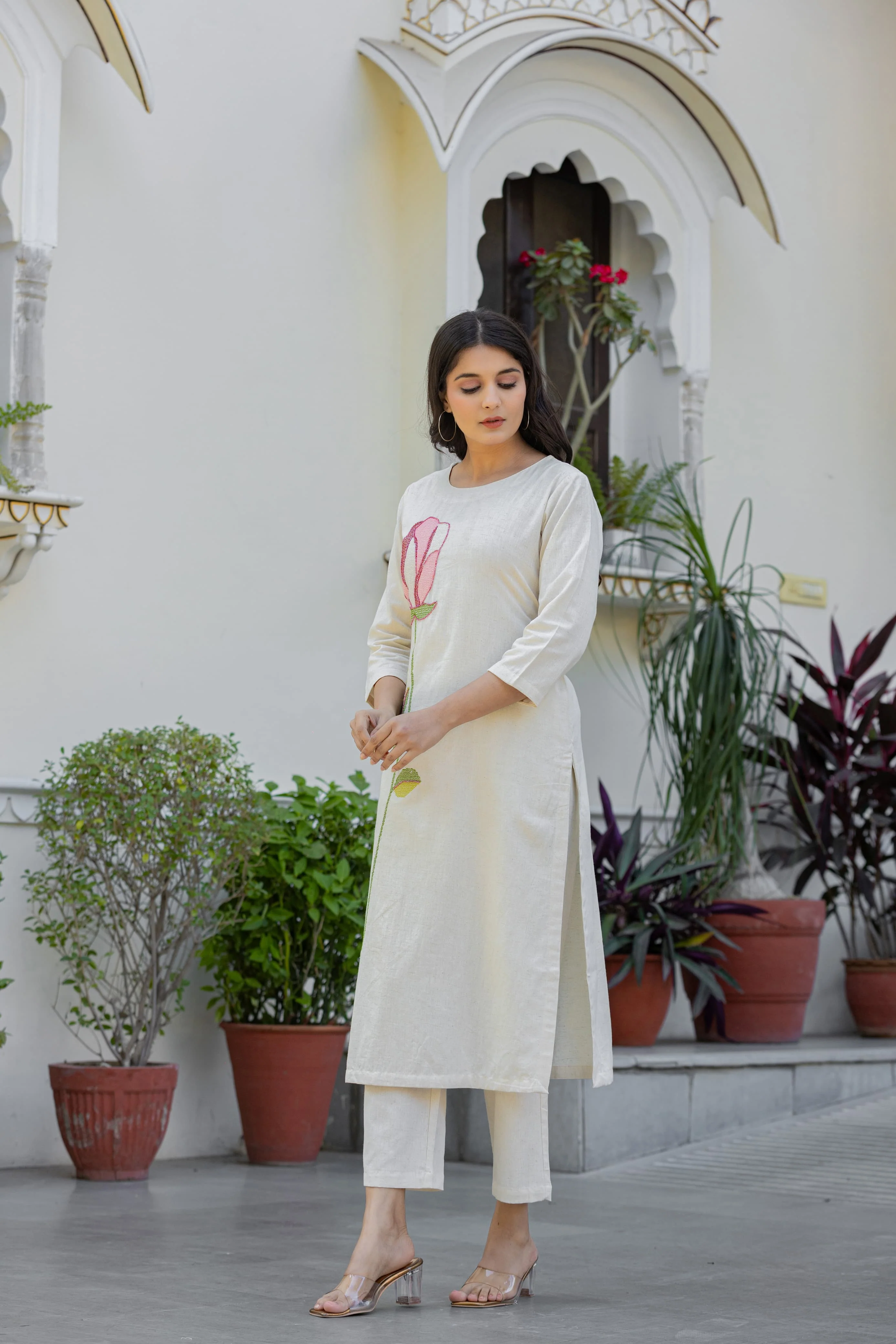 Bodhi Angel  Embroidery Cotton Kurta Set - Image 4