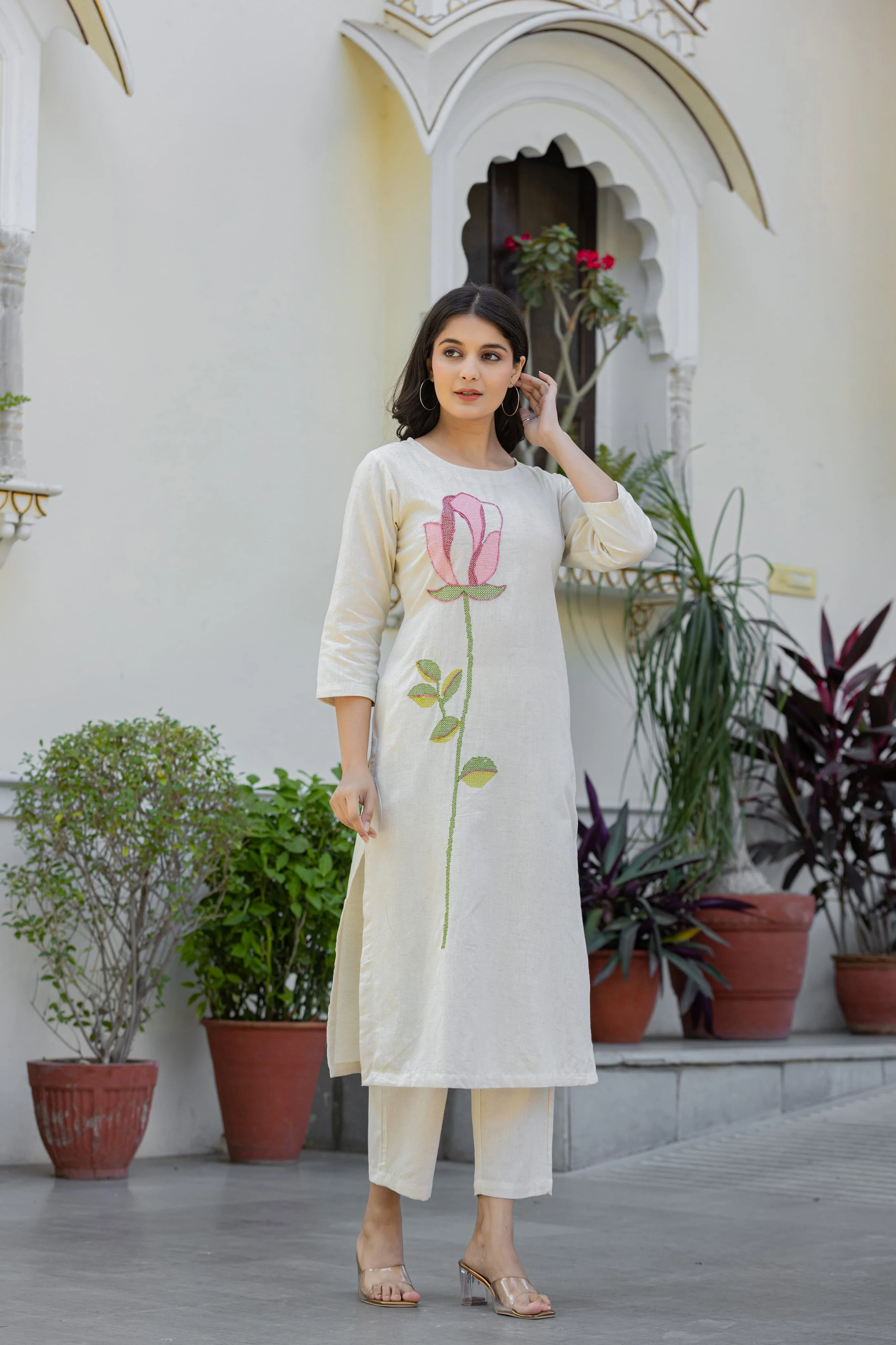Bodhi Angel  Embroidery Cotton Kurta Set - Image 5