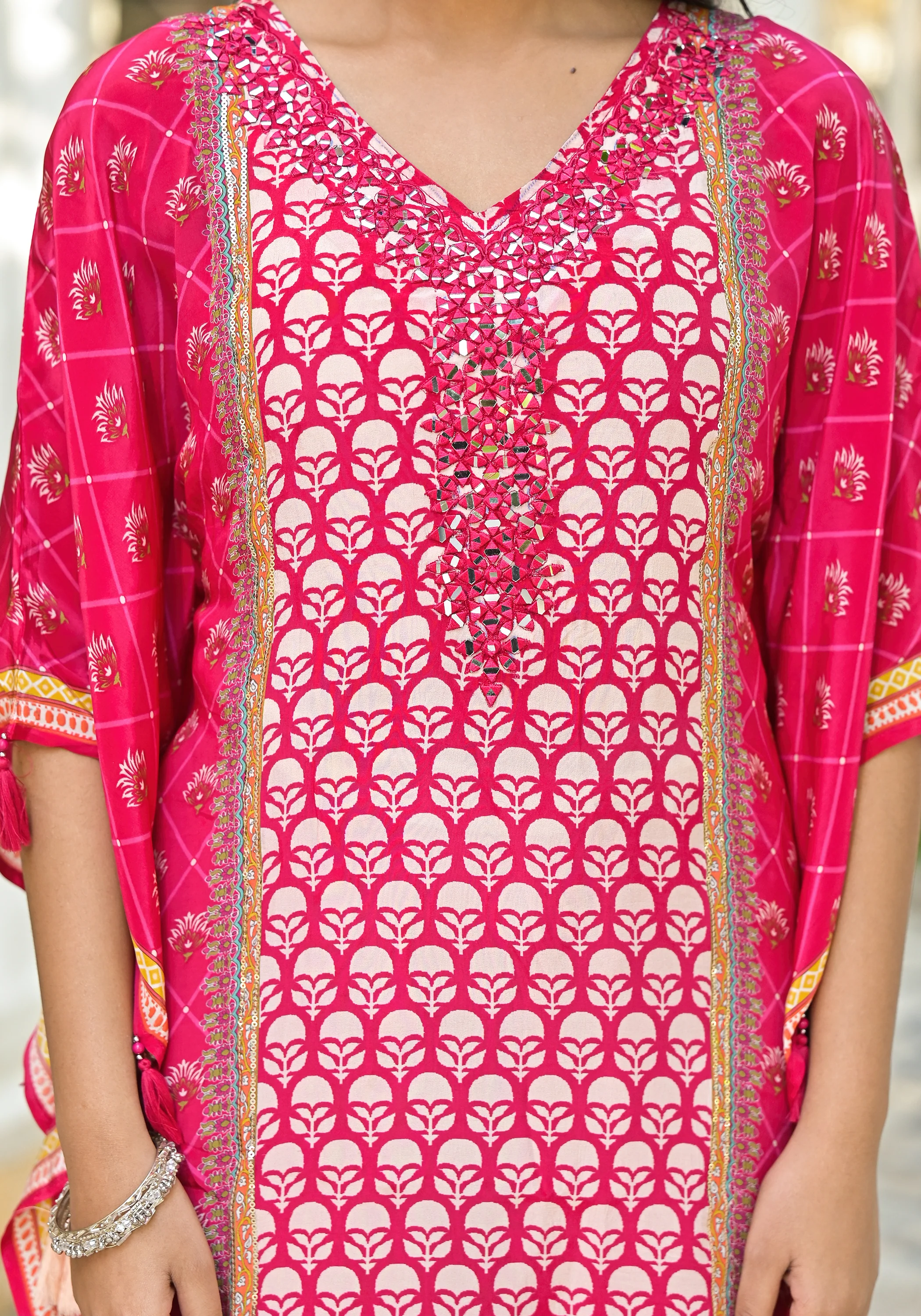 Mehna Rosewood Full Heavy Work Kaftan Pant set - Image 4