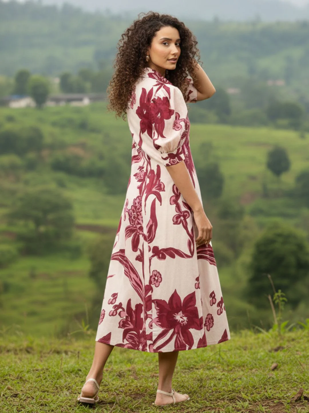 Purna Mulberry Printed Cotton Dress - Image 2