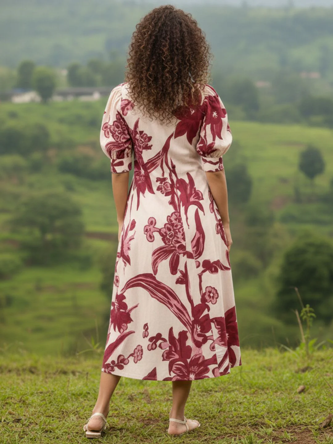Purna Mulberry Printed Cotton Dress - Image 4
