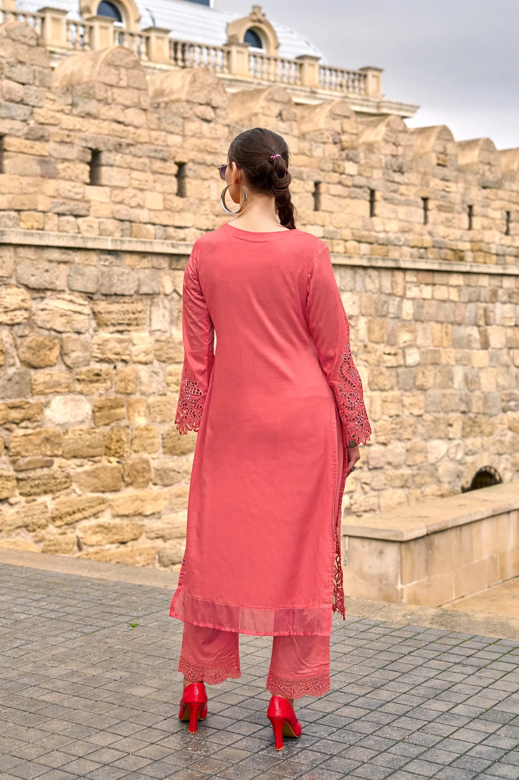 Ayat Tangerine Full Embroidery Premium Lawn Suit set - Image 3