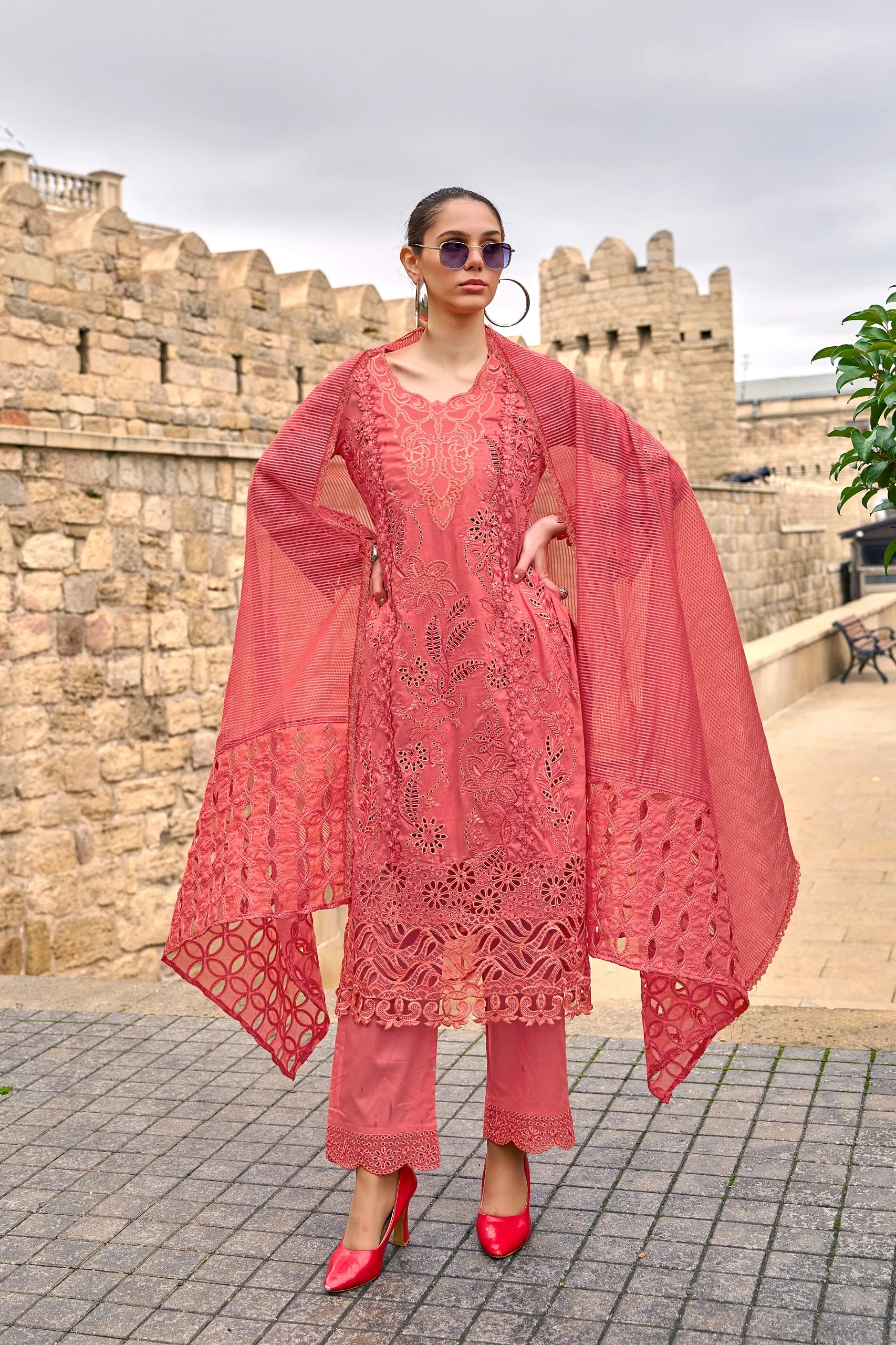Ayat Tangerine Full Embroidery Premium Lawn Suit set - Image 4