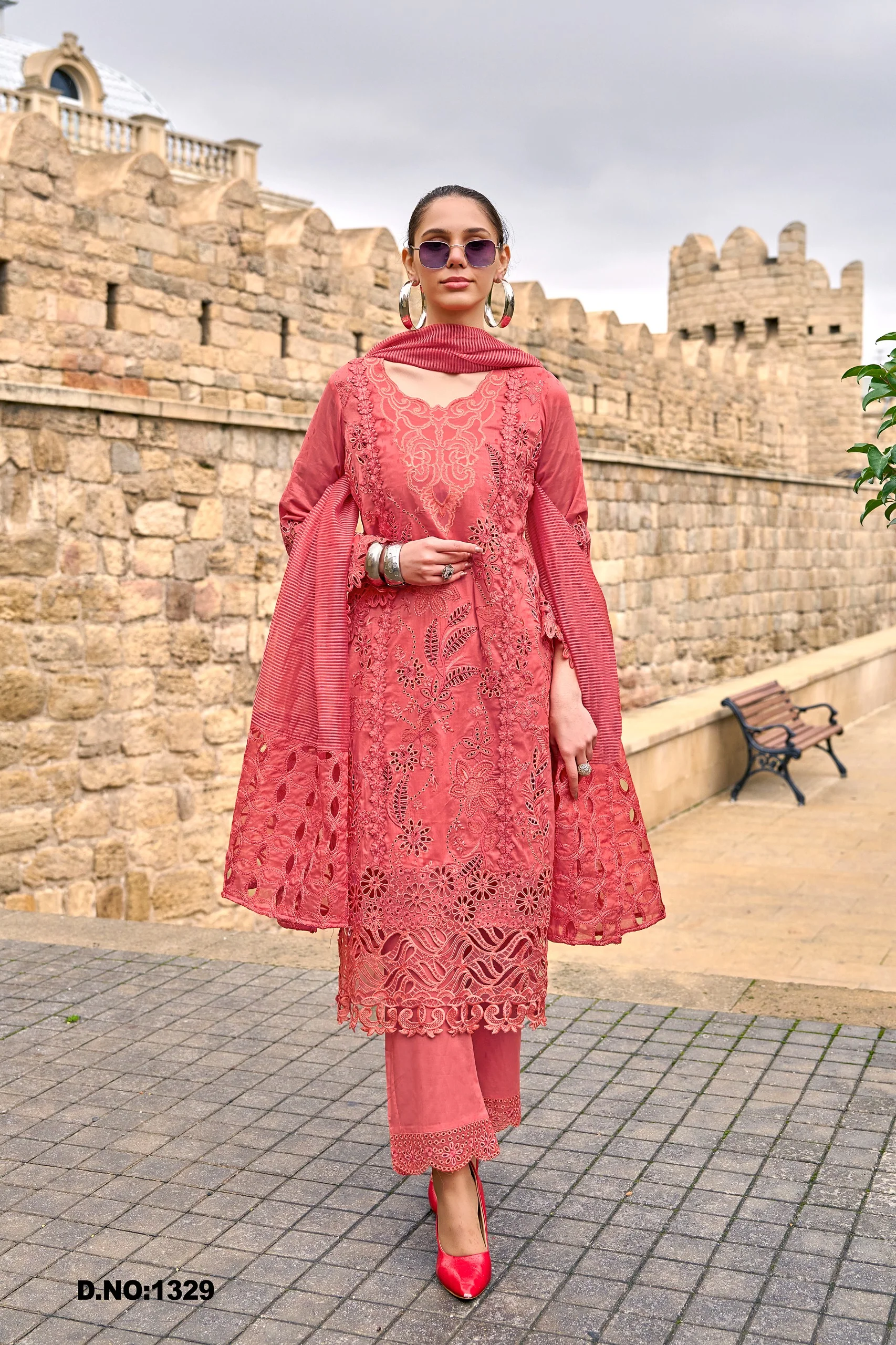 Ayat Tangerine Full Embroidery Premium Lawn Suit set - Image 5