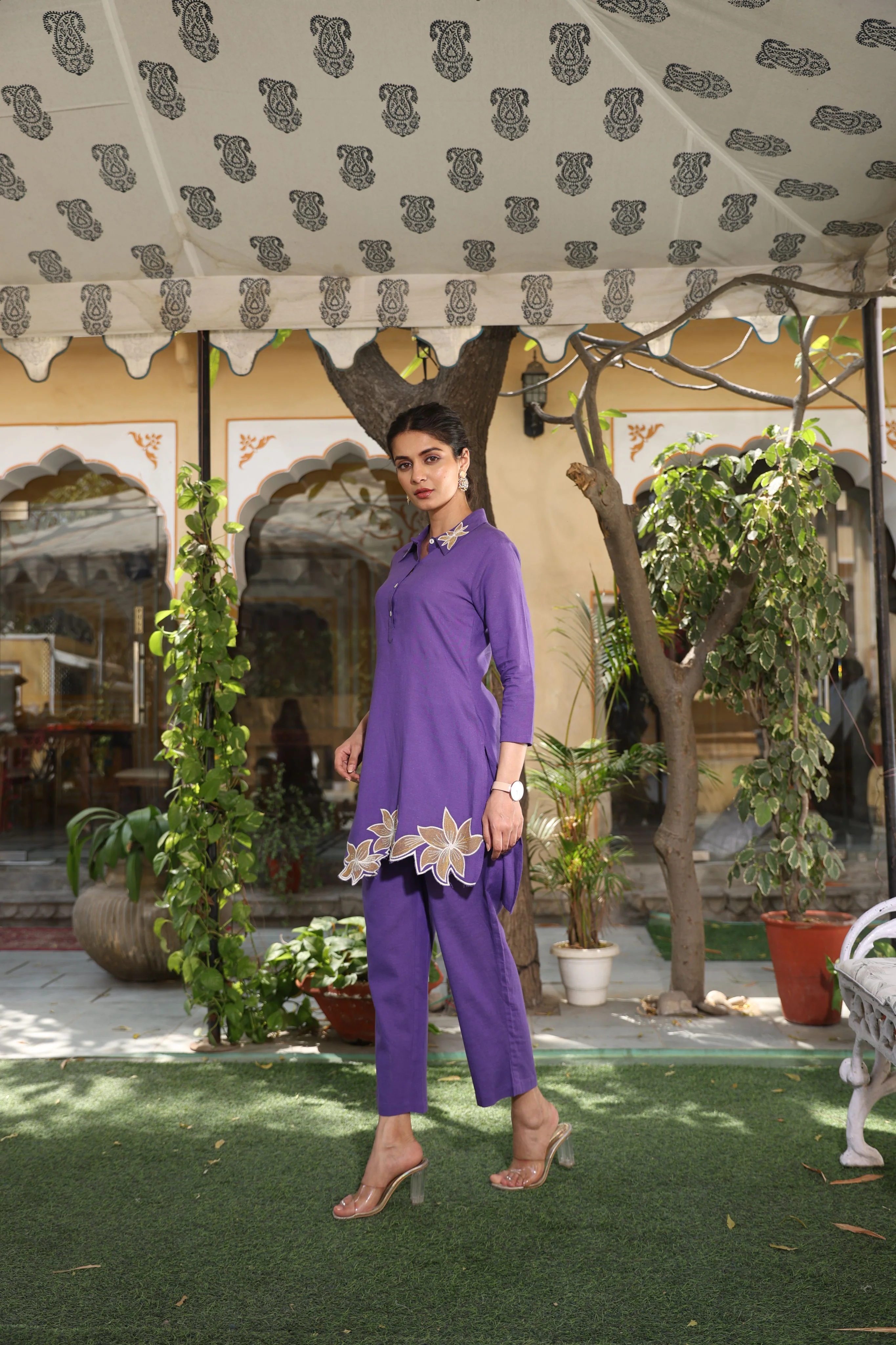 Raya Purple Embroidery Co-ord Set - Image 5